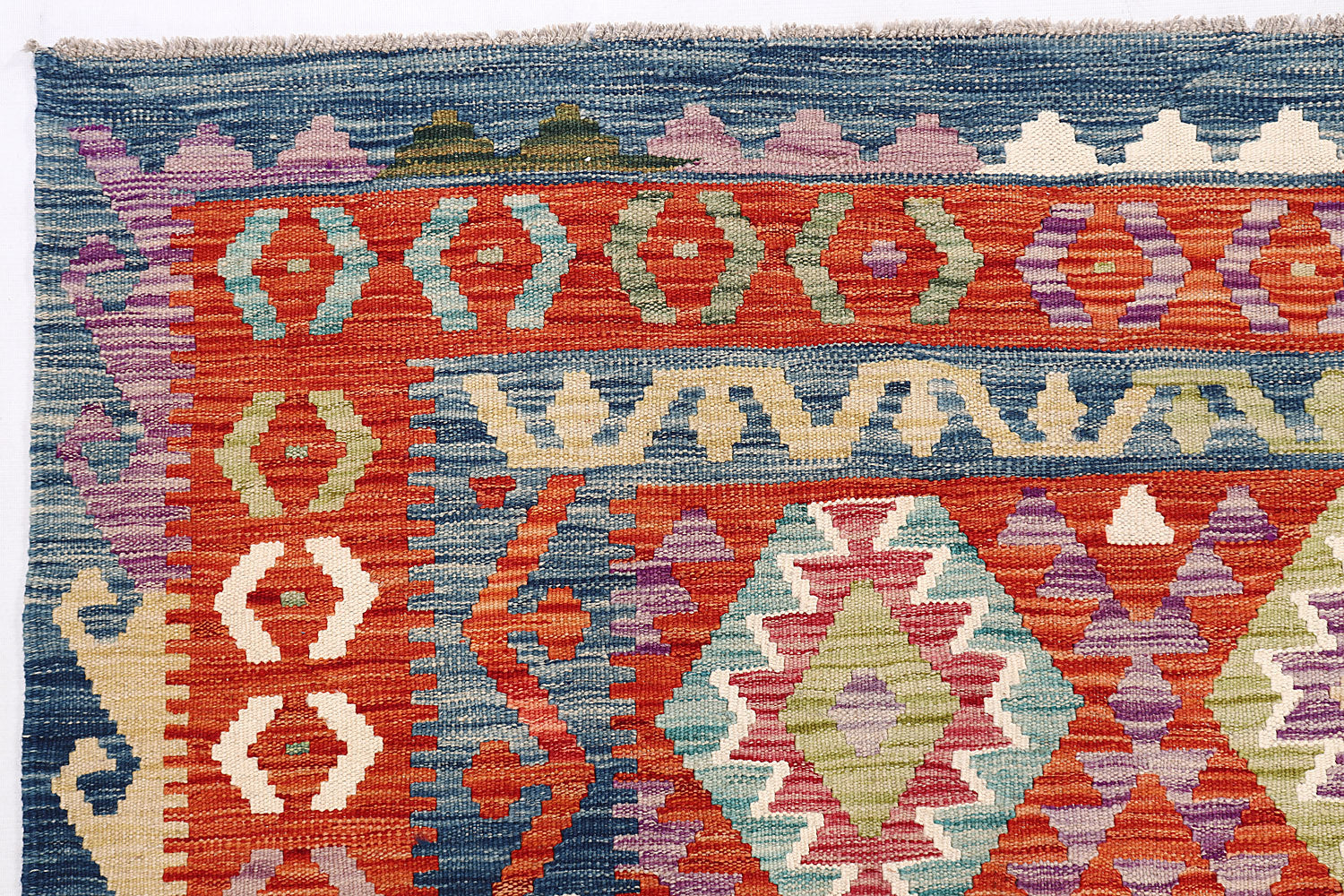 6' 6"X 10' Multy Handmade Veggie Dye Kilim Rug Rectangular