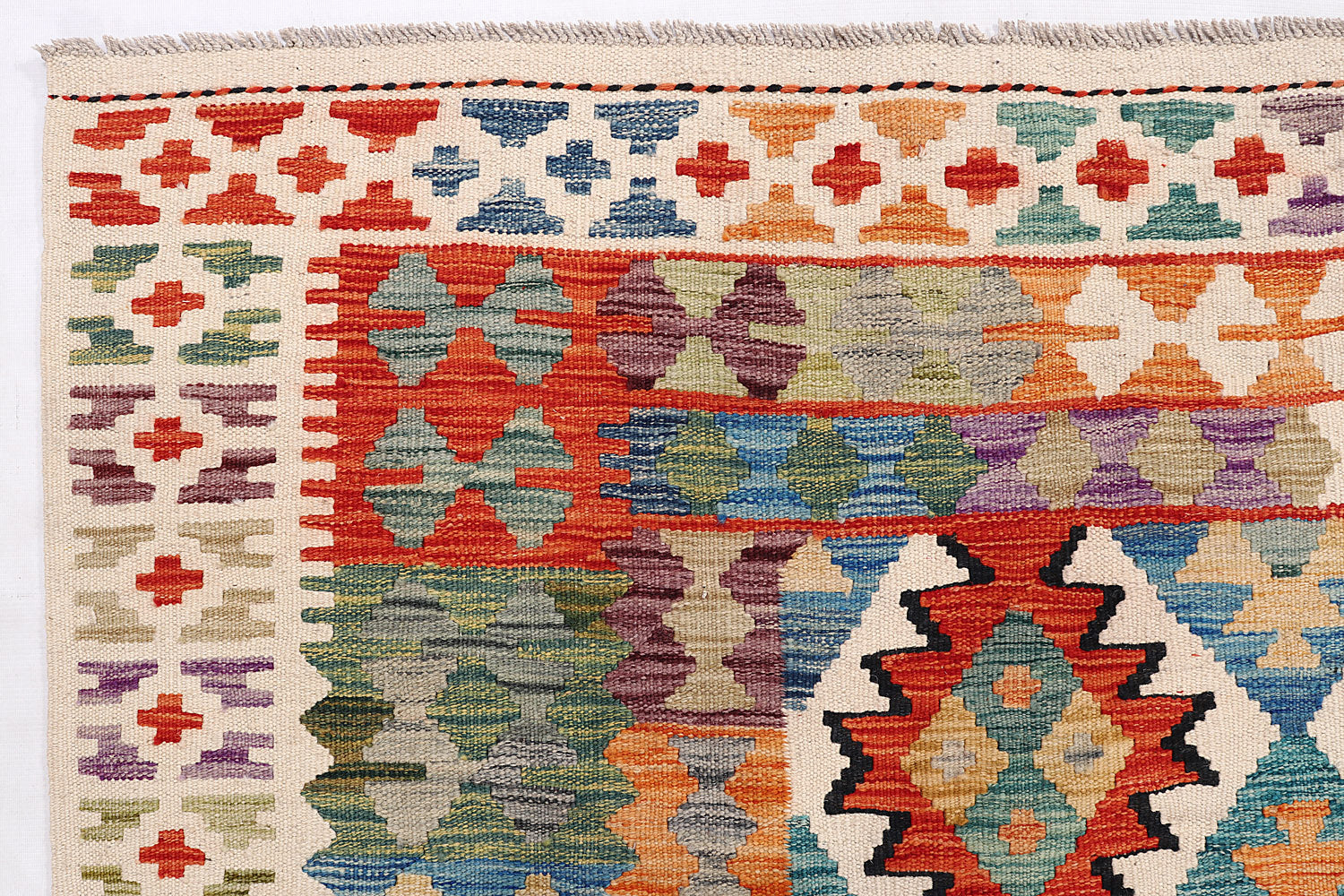 6' 6"X 10' Multy Handmade Veggie Dye Kilim Rug Rectangular