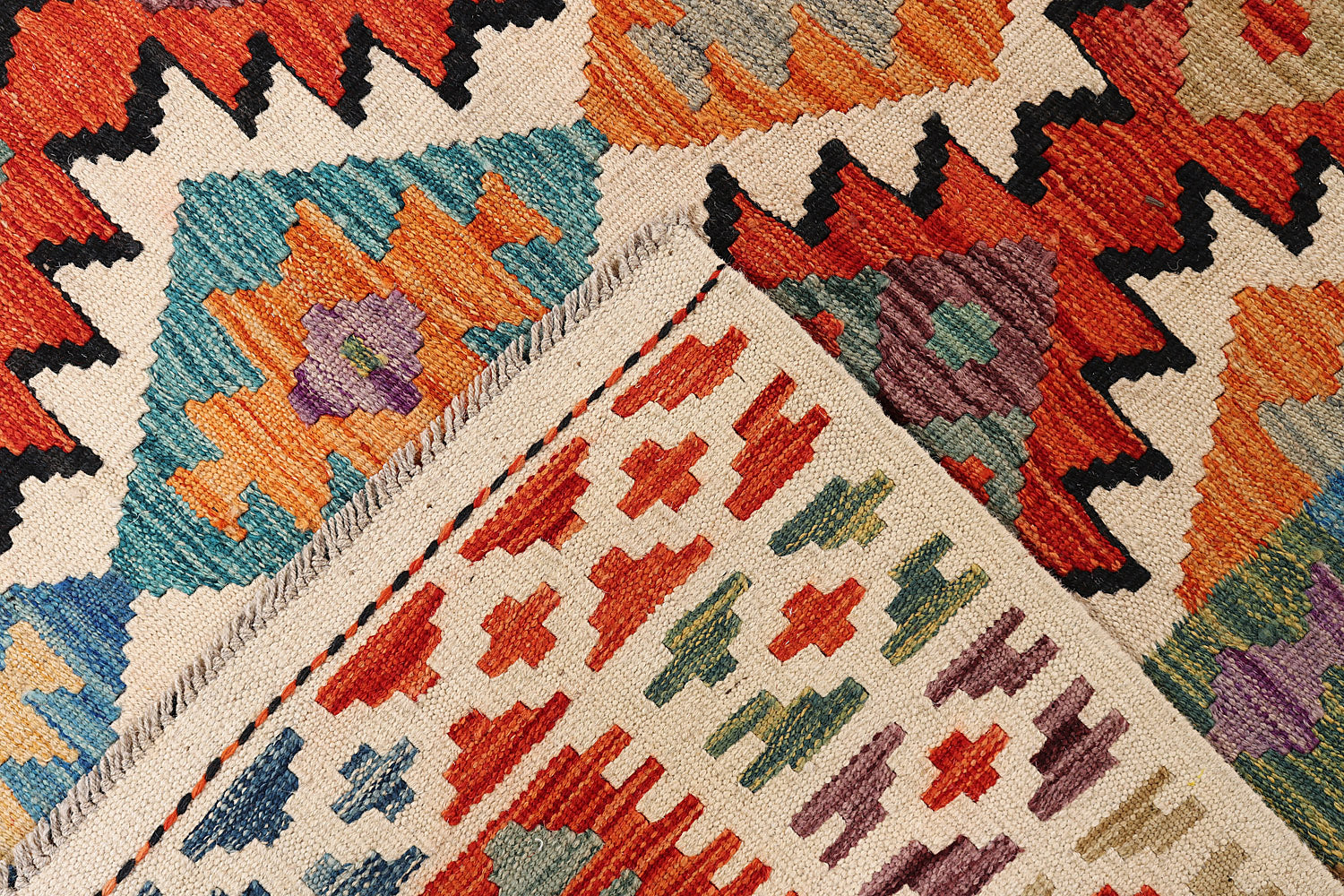 6' 6"X 10' Multy Handmade Veggie Dye Kilim Rug Rectangular