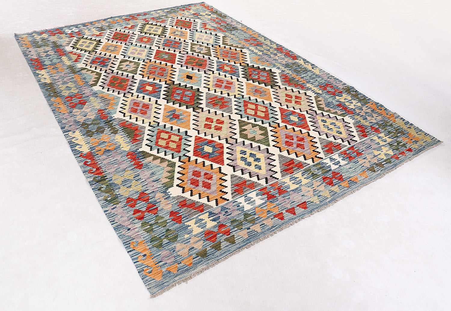 6' 6"X 10' Multy Handmade Veggie Dye Kilim Rug Rectangular