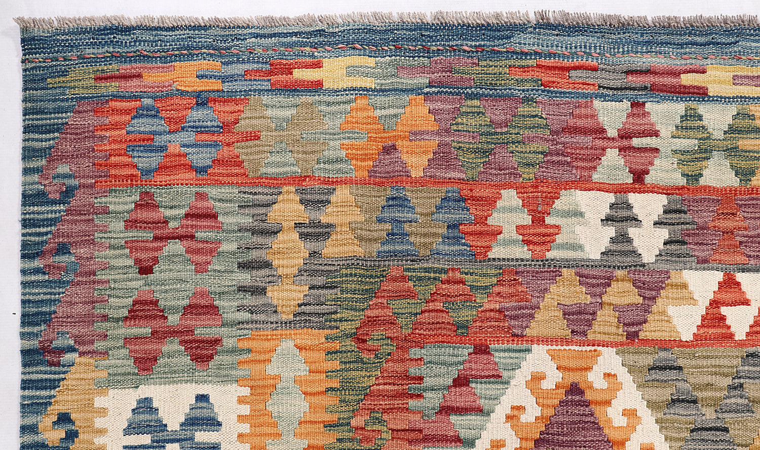 6' 6"X 10' Multy Handmade Veggie Dye Kilim Rug Rectangular