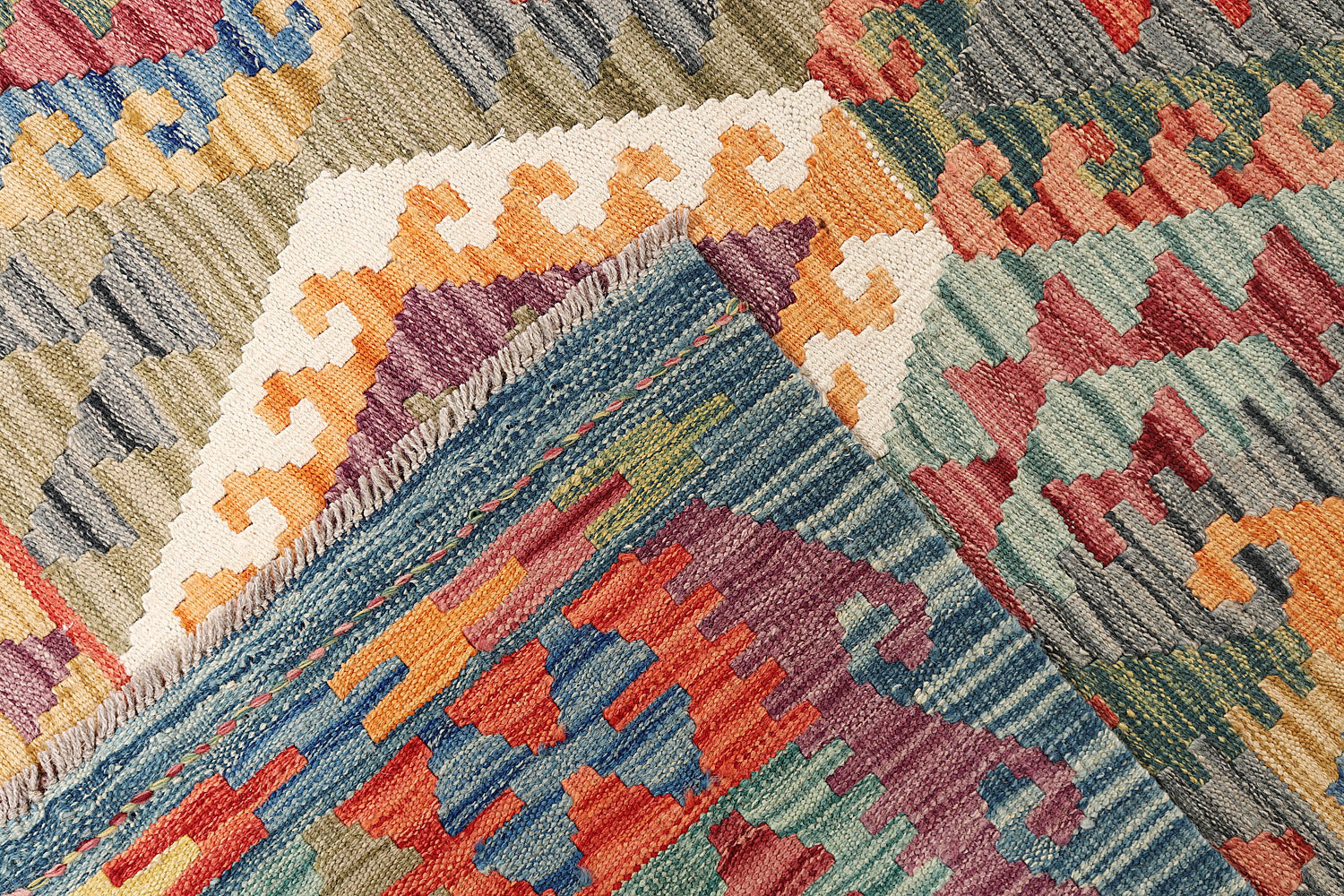 6' 6"X 10' Multy Handmade Veggie Dye Kilim Rug Rectangular