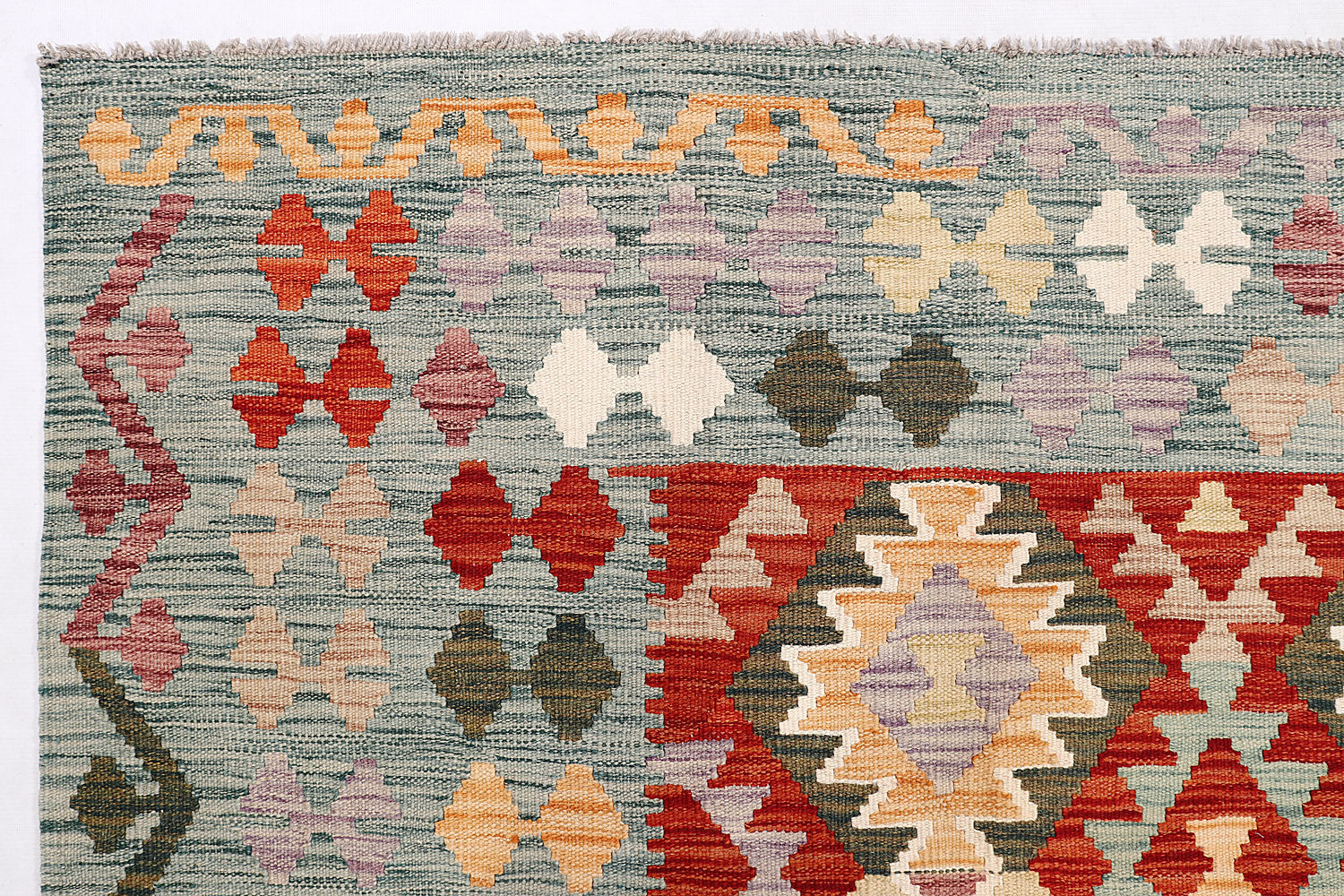 6' 6"X 10' Multy Handmade Veggie Dye Kilim Rug Rectangular