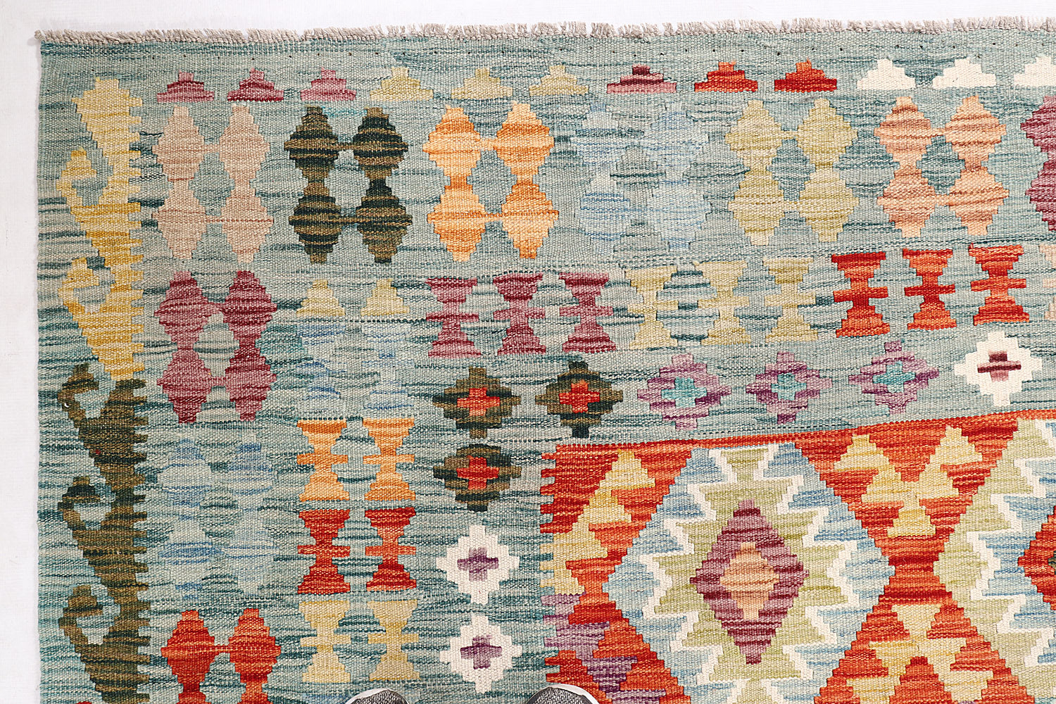 6' 6"X 10' Multy Handmade Veggie Dye Kilim Rug Rectangular