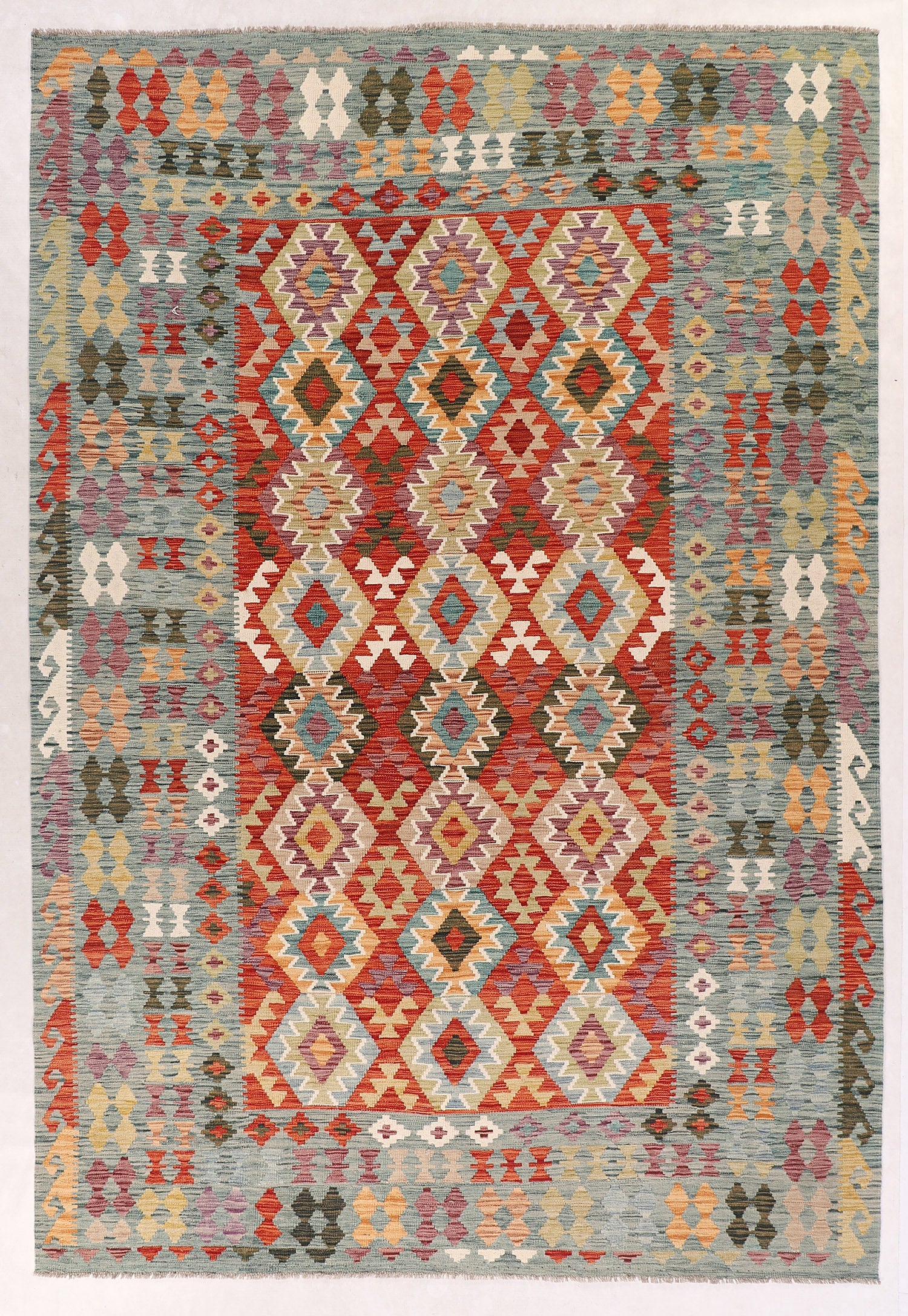 6' 6"X 10' Multy Handmade Veggie Dye Kilim Rug Rectangular