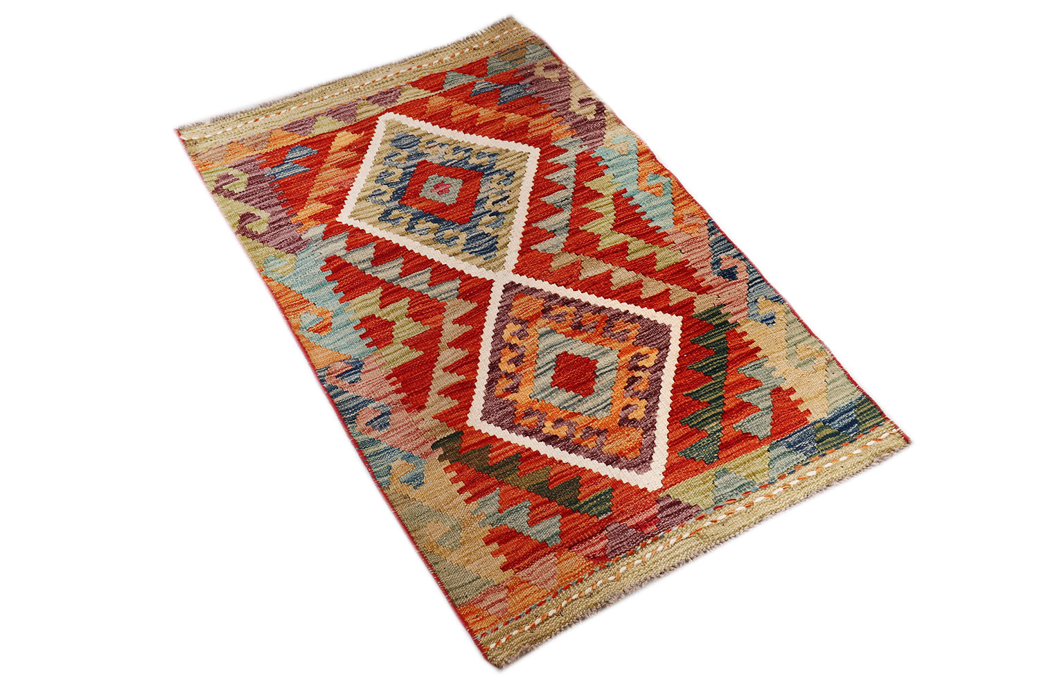 2' x 3' Multy Handmade Veggie Dye Kilim Rug Rectangular