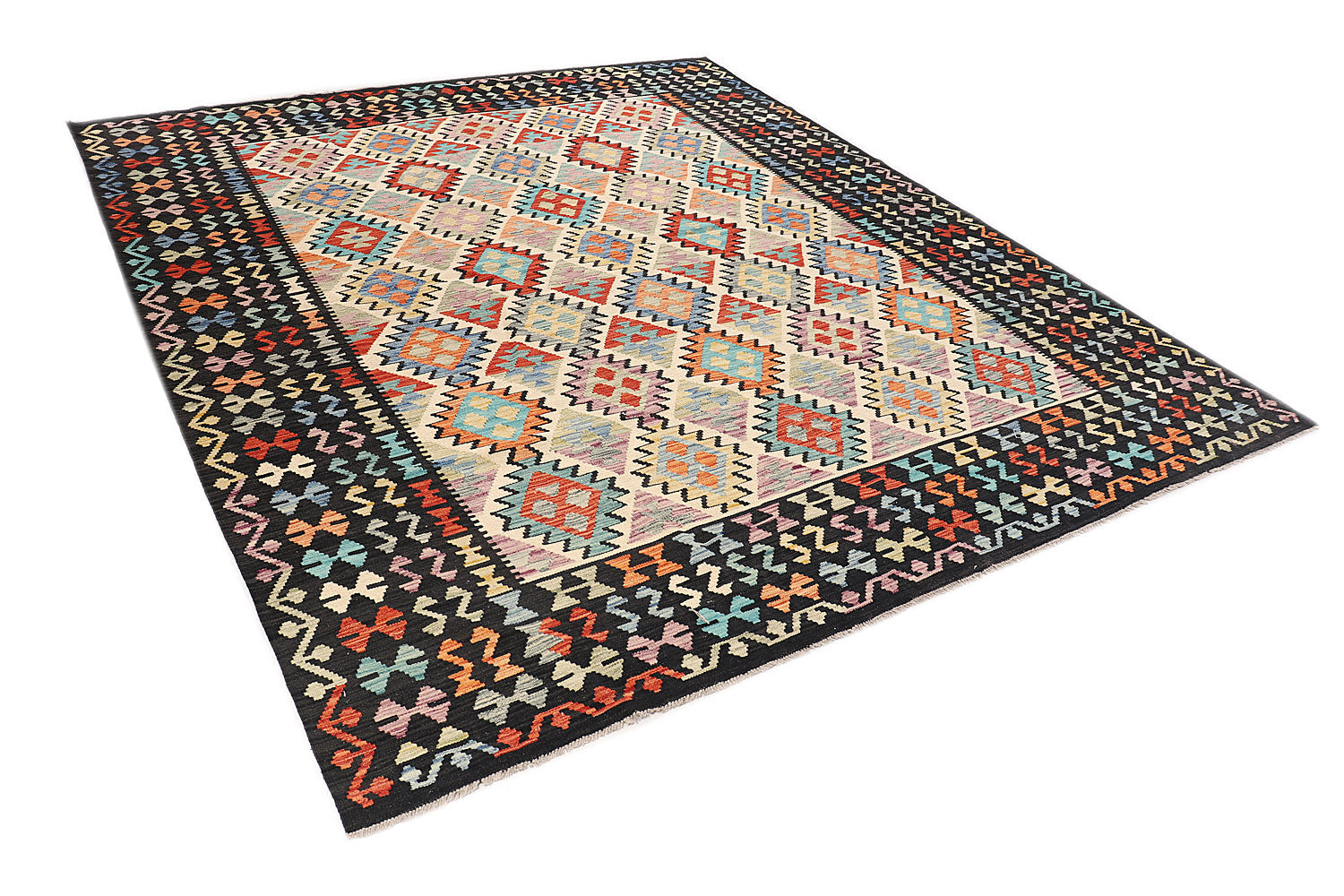 8' X 10' Multy Handmade Veggie Dye Kilim Rug Rectangular