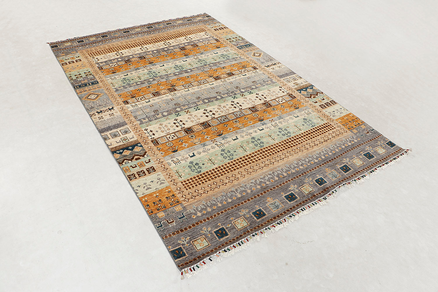 6' x 9' Multi Handmade Persian Rug LORIBAFT Rectangular