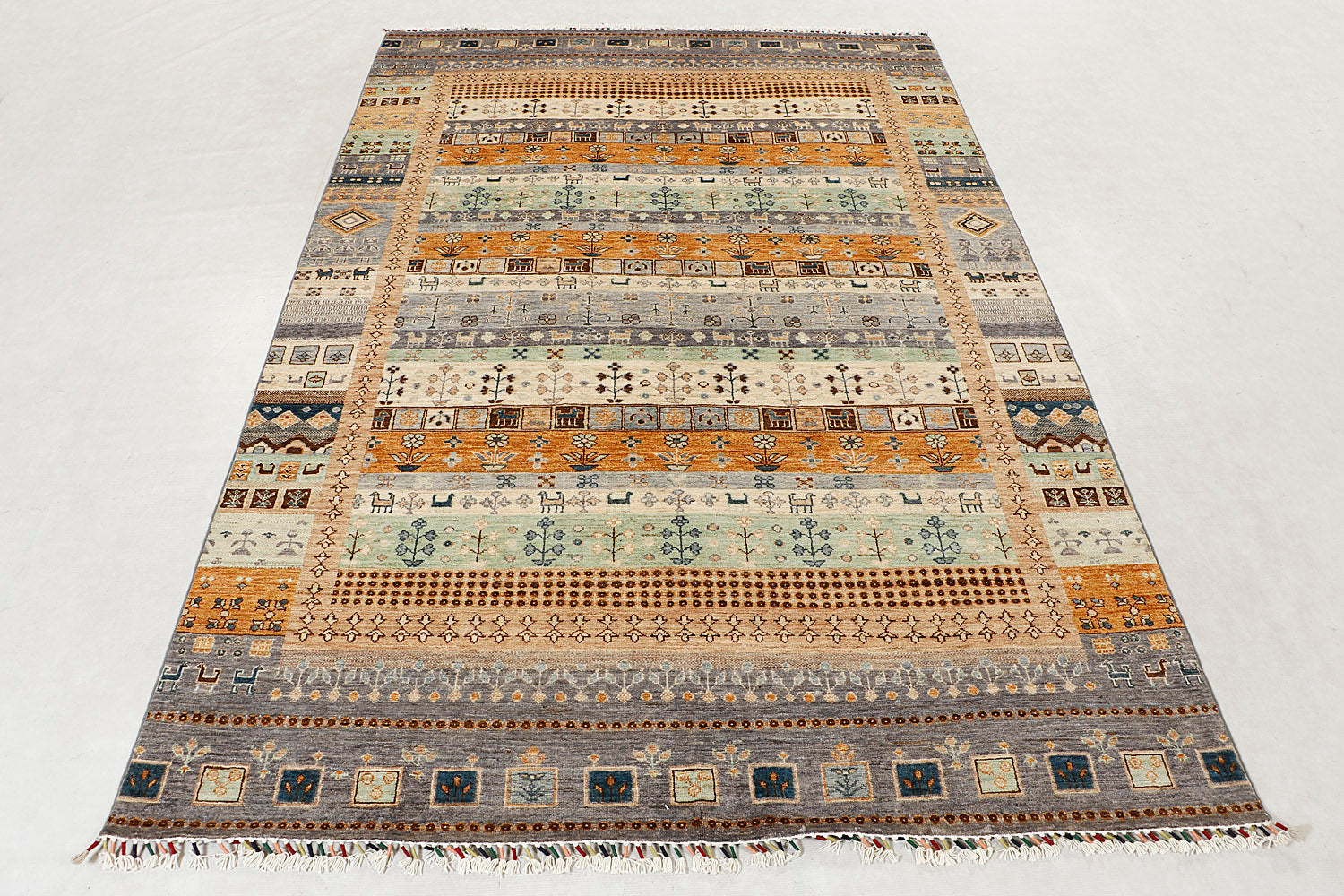 6' x 9' Multi Handmade Persian Rug LORIBAFT Rectangular