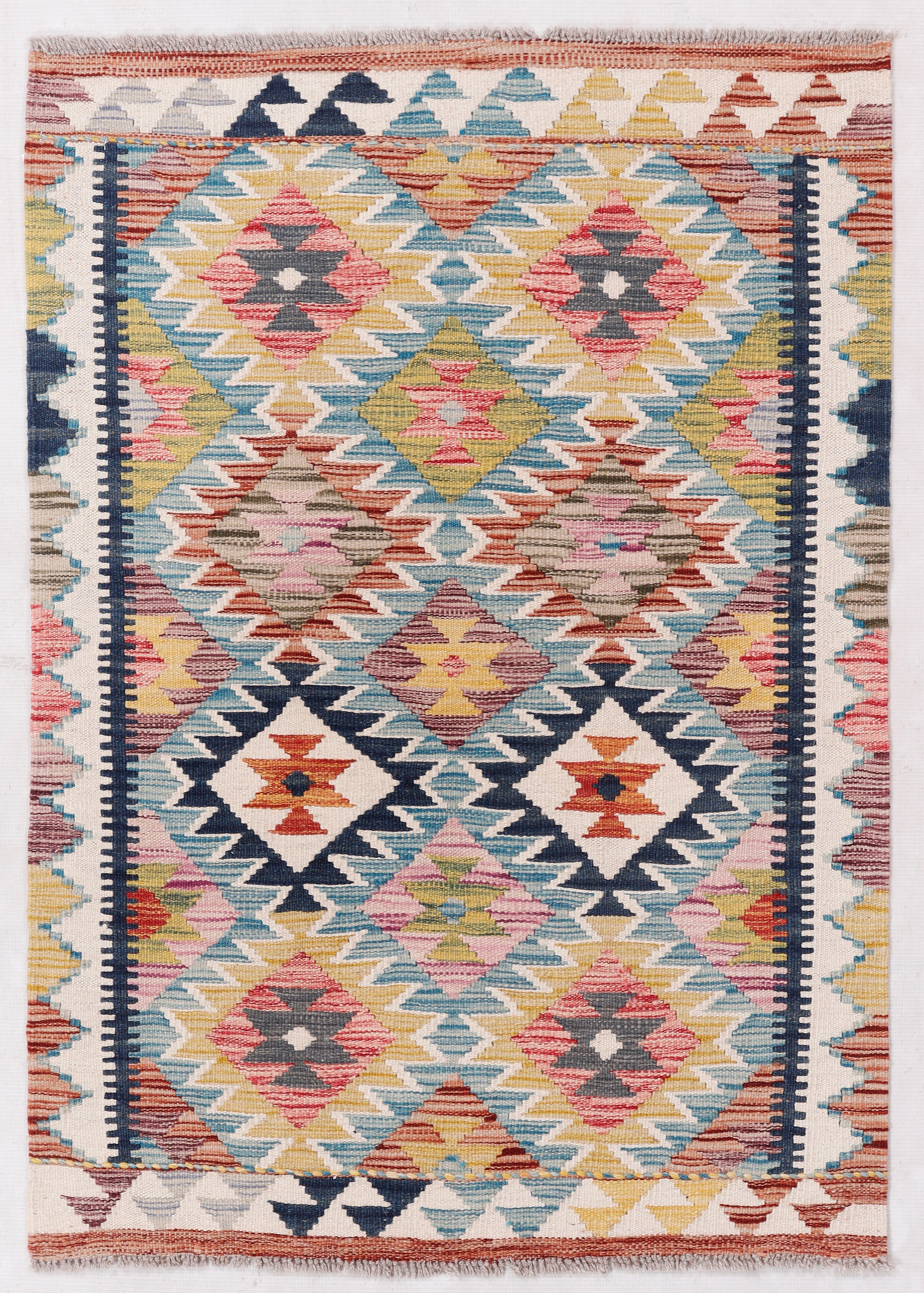 2' 6" x 4' Multy Handmade Veggie Dye Kilim Rug Rectangular