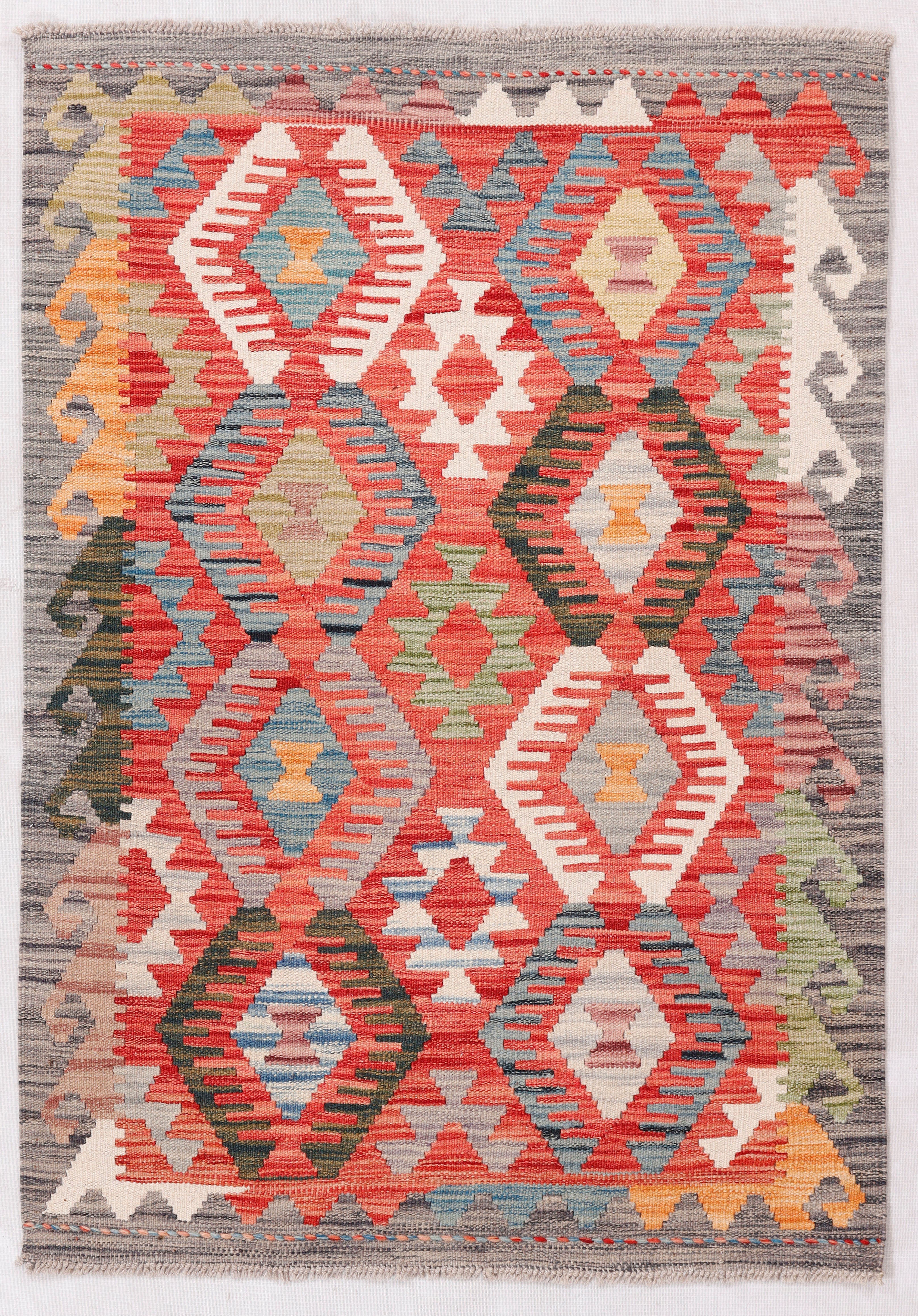 3' X 4' Multy Handmade Veggie Dye Kilim Rug Rectangular
