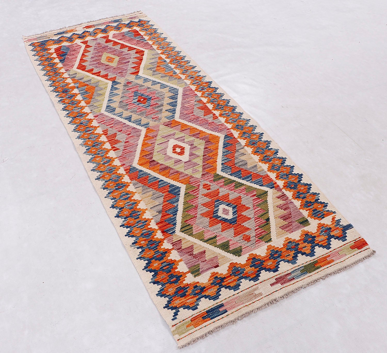 3' X 8' Multy Handmade Veggie Dye Kilim Rug Runner