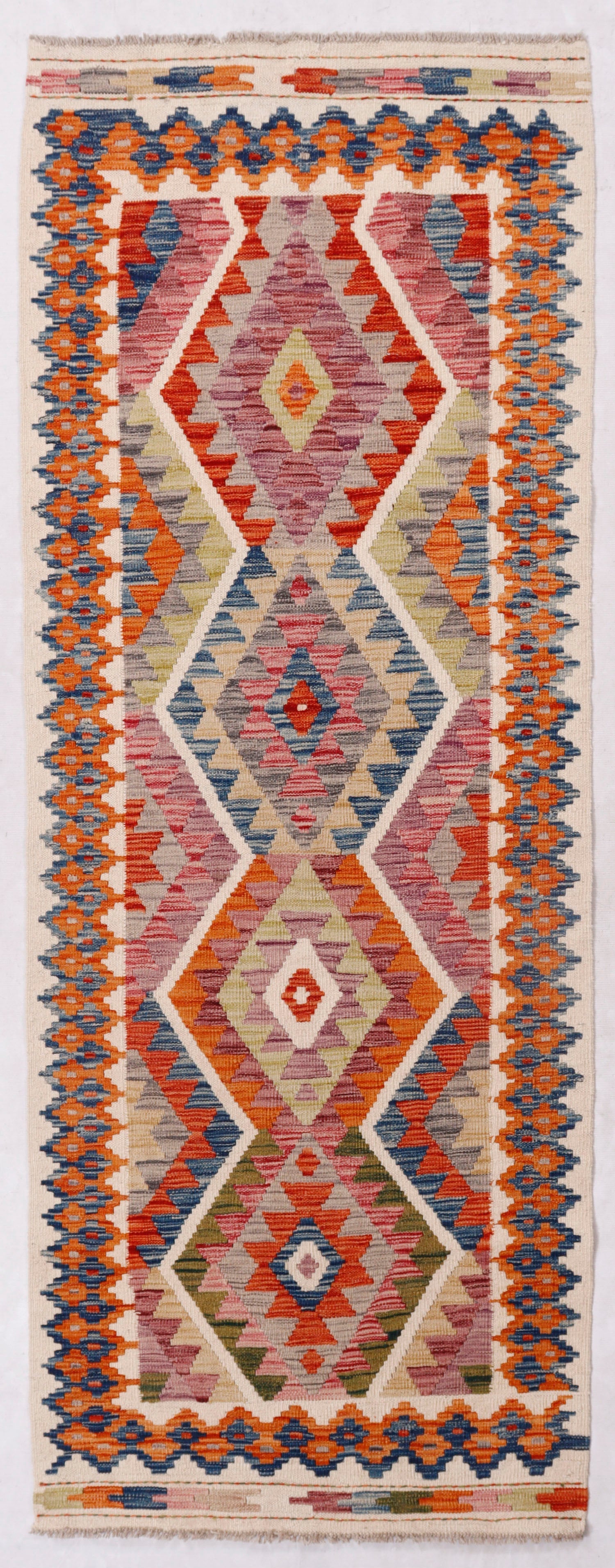3' X 8' Multy Handmade Veggie Dye Kilim Rug Runner