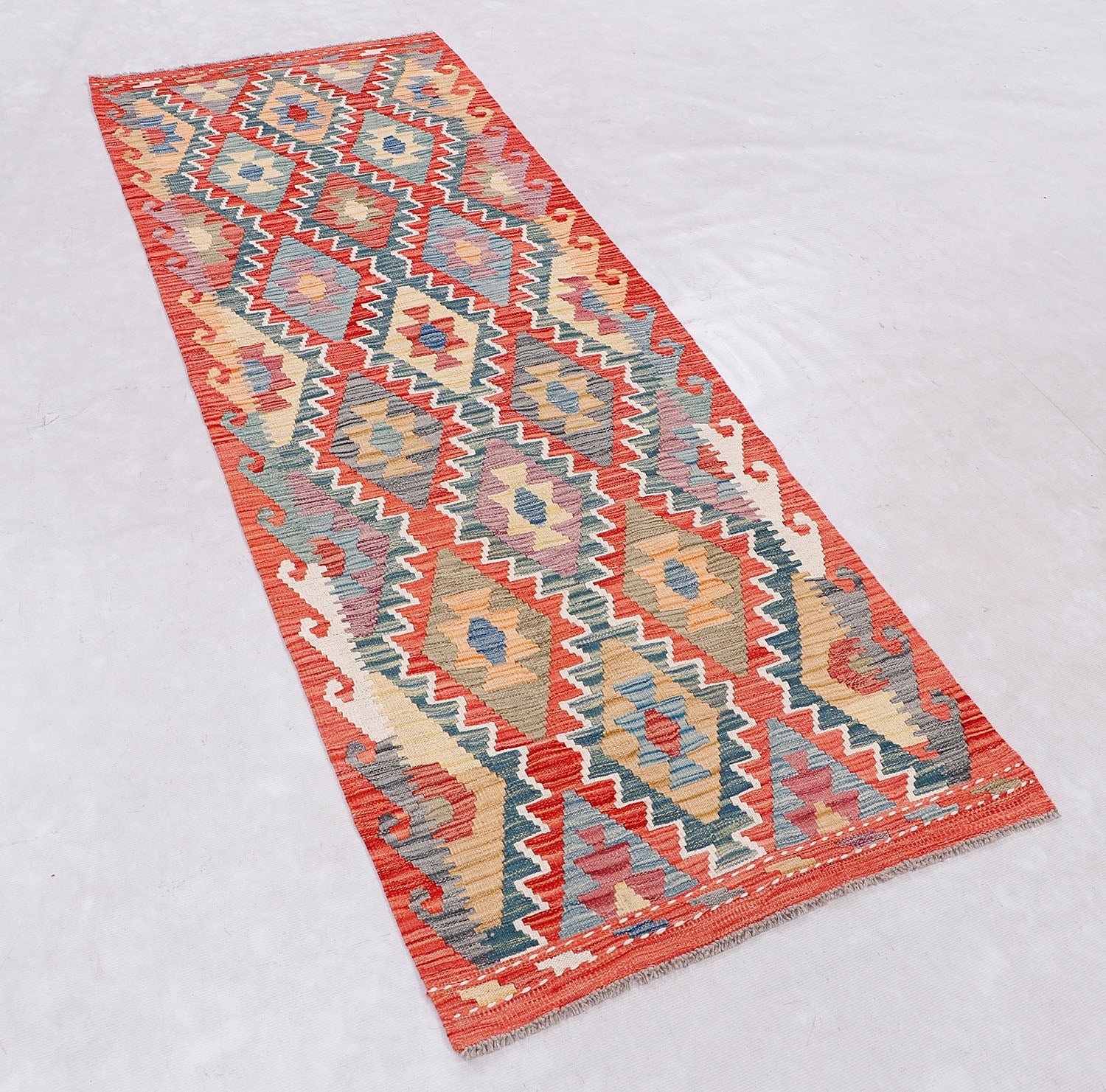 3' X 8' Multy Handmade Veggie Dye Kilim Rug Runner