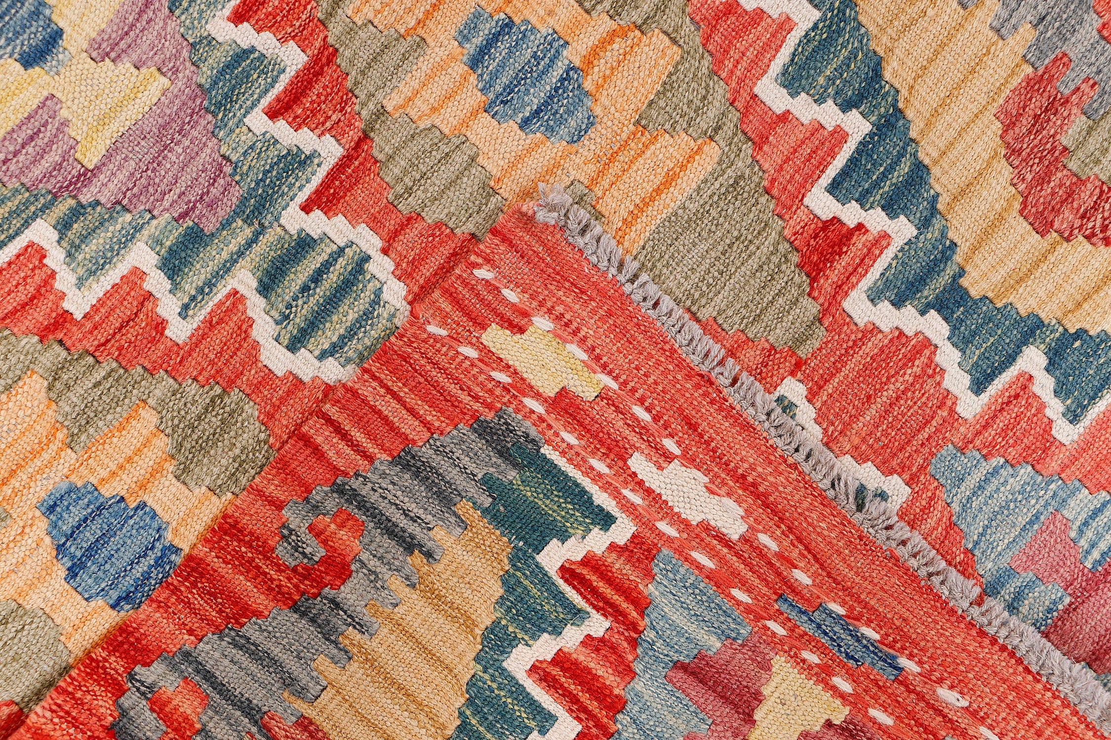 3' X 8' Multy Handmade Veggie Dye Kilim Rug Runner