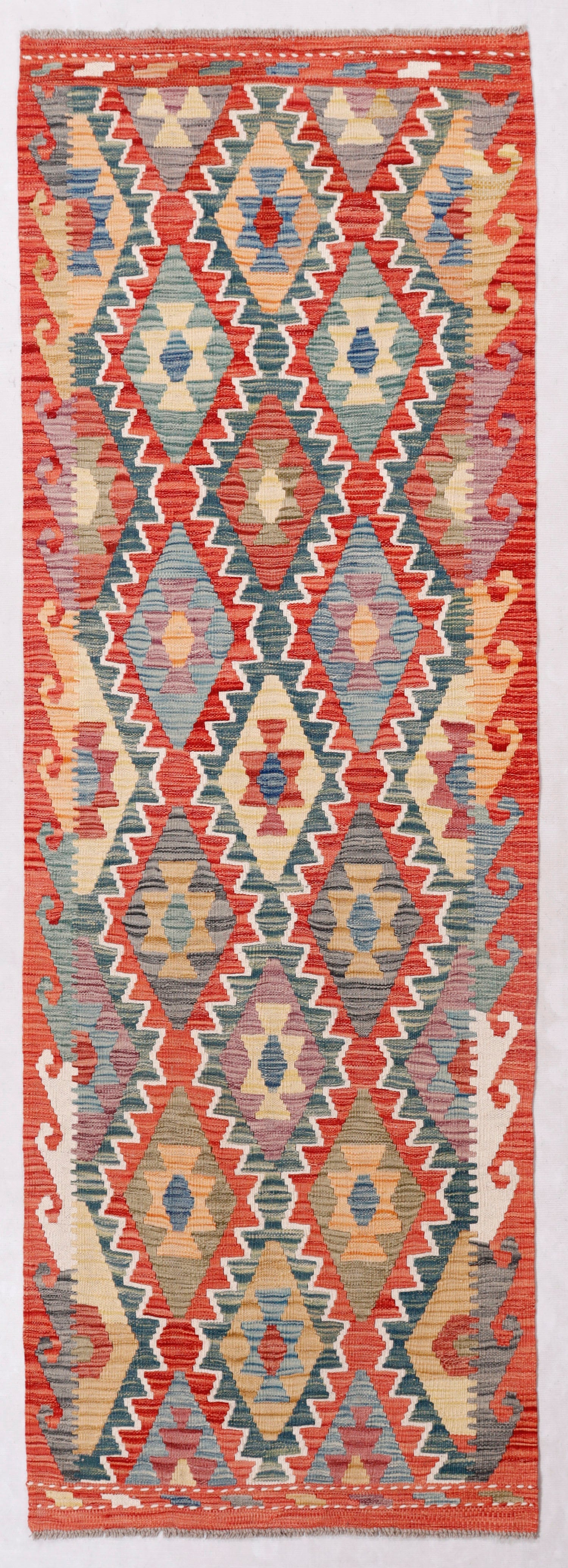 3' X 8' Multy Handmade Veggie Dye Kilim Rug Runner