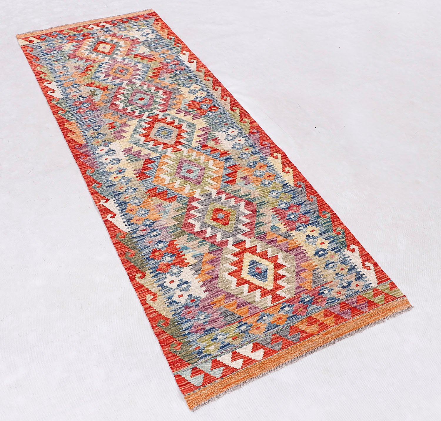 3' X 8' Multy Handmade Veggie Dye Kilim Rug Runner