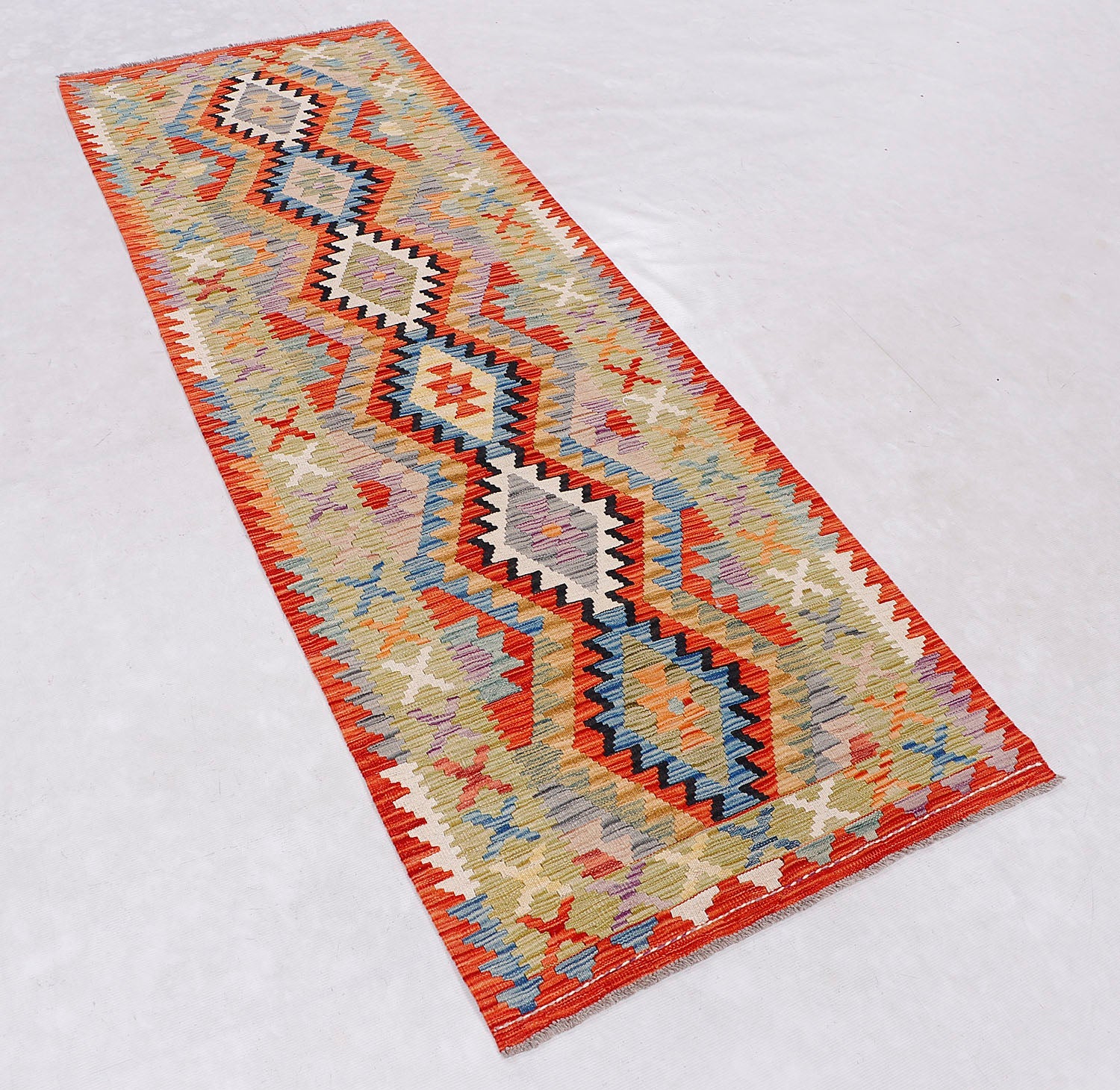 3' X 8' Multy Handmade Veggie Dye Kilim Rug Runner