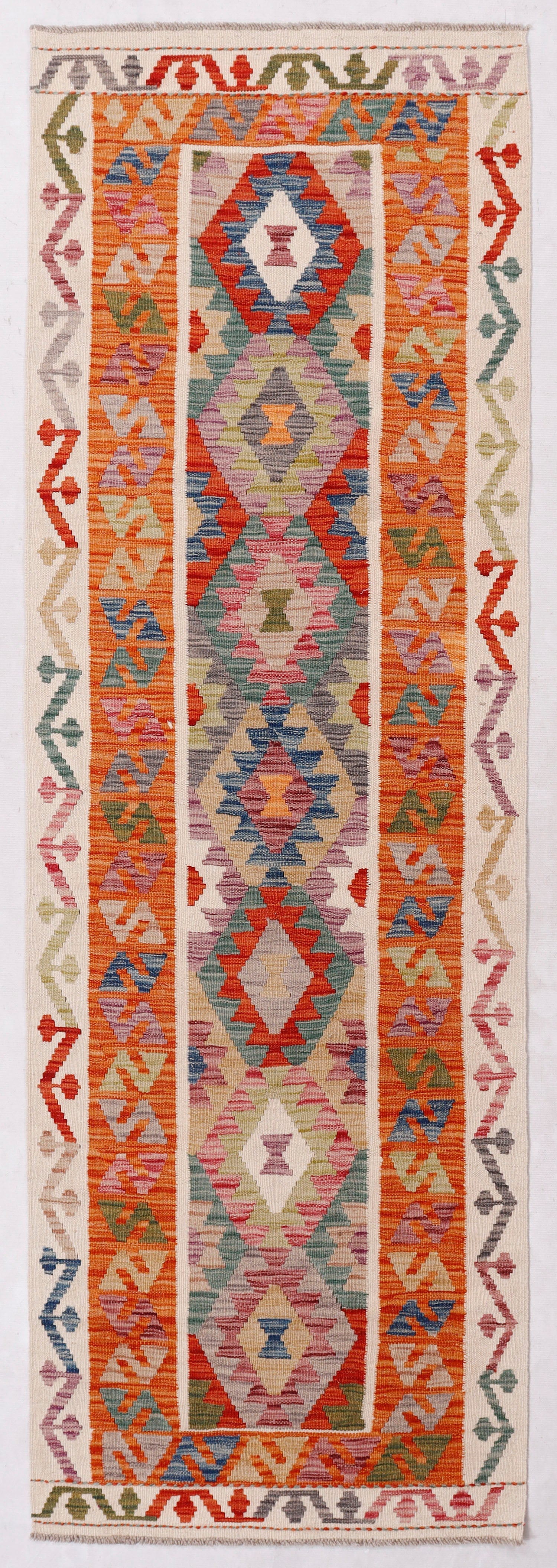 3' X 8' Multy Handmade Veggie Dye Kilim Rug Runner
