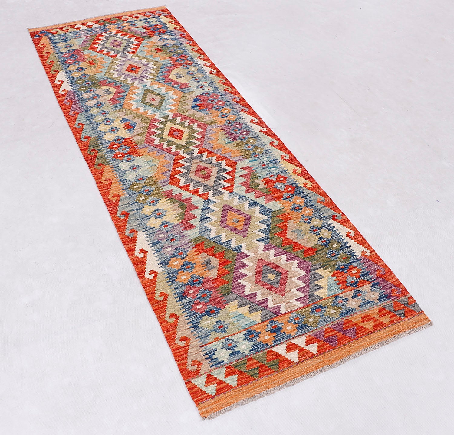 3' X 8' Multy Handmade Veggie Dye Kilim Rug Runner
