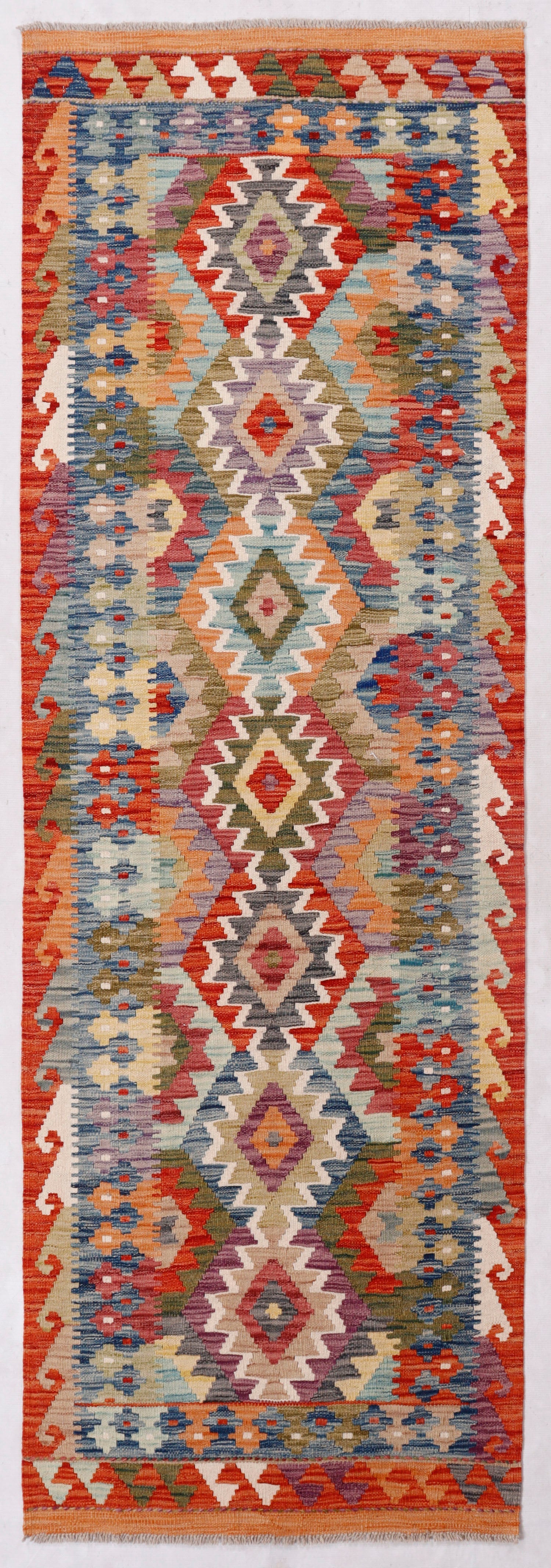 3' X 8' Multy Handmade Veggie Dye Kilim Rug Runner