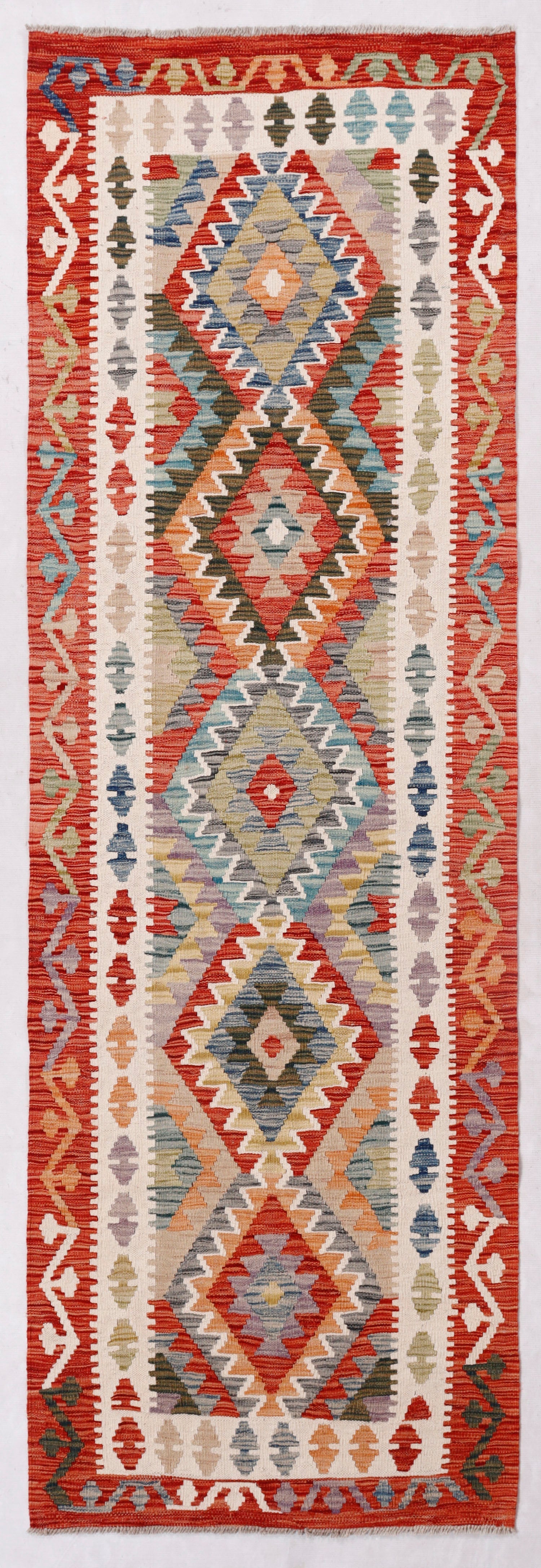 3' X 8' Multy Handmade Veggie Dye Kilim Rug Runner