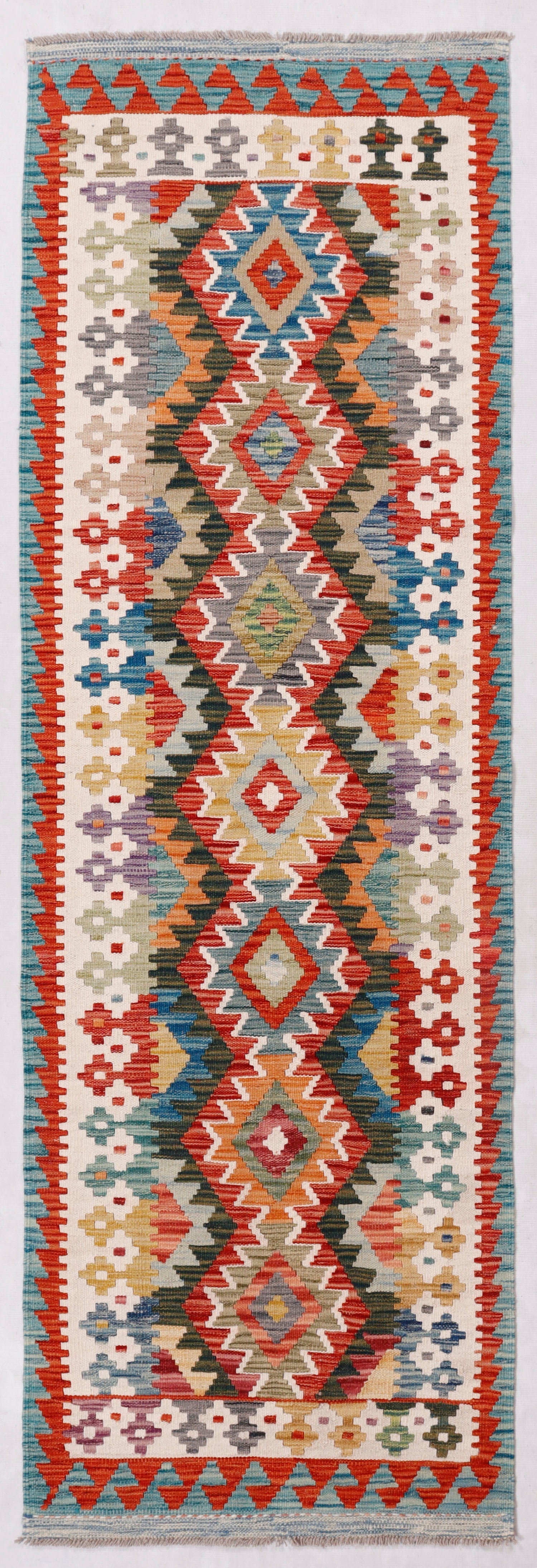 3' X 8' Multy Handmade Veggie Dye Kilim Rug Runner