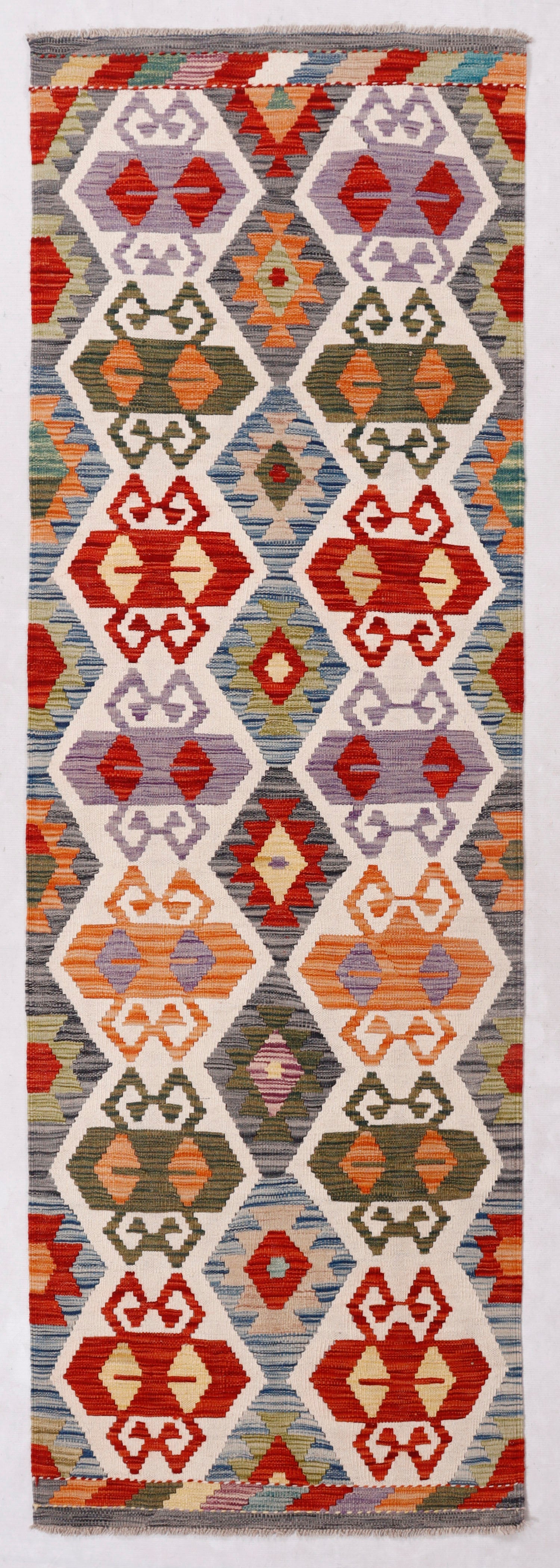 3' X 8' Multy Handmade Veggie Dye Kilim Rug Runner