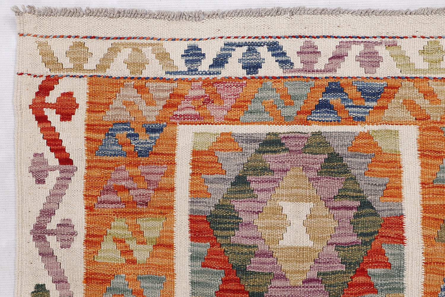 3' X 8' Multy Handmade Veggie Dye Kilim Rug Runner