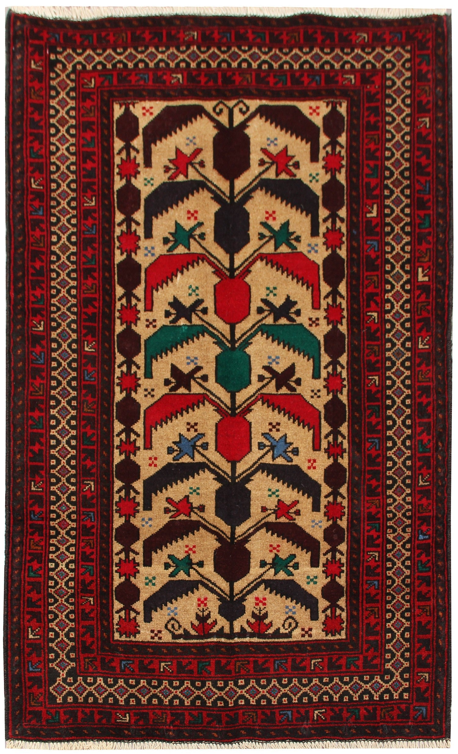 Handmade Adraskan Baluchi Afghan Rug