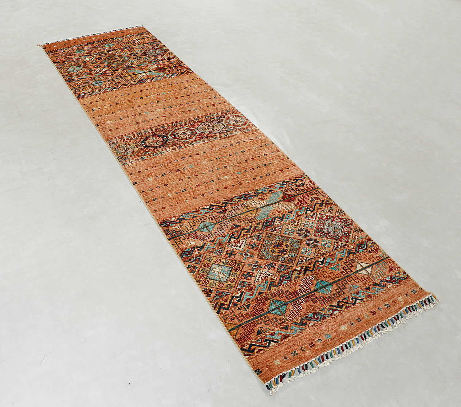 Khurjeen Persian Hand Knotted Wool Runner Golden 3' x 10'