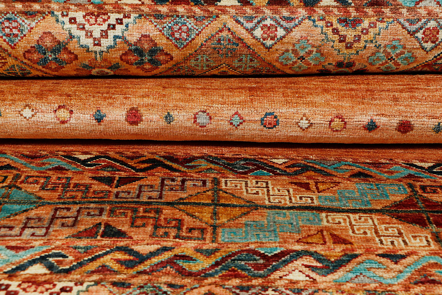 Khurjeen Persian Hand Knotted Wool Runner Golden 3' x 10'