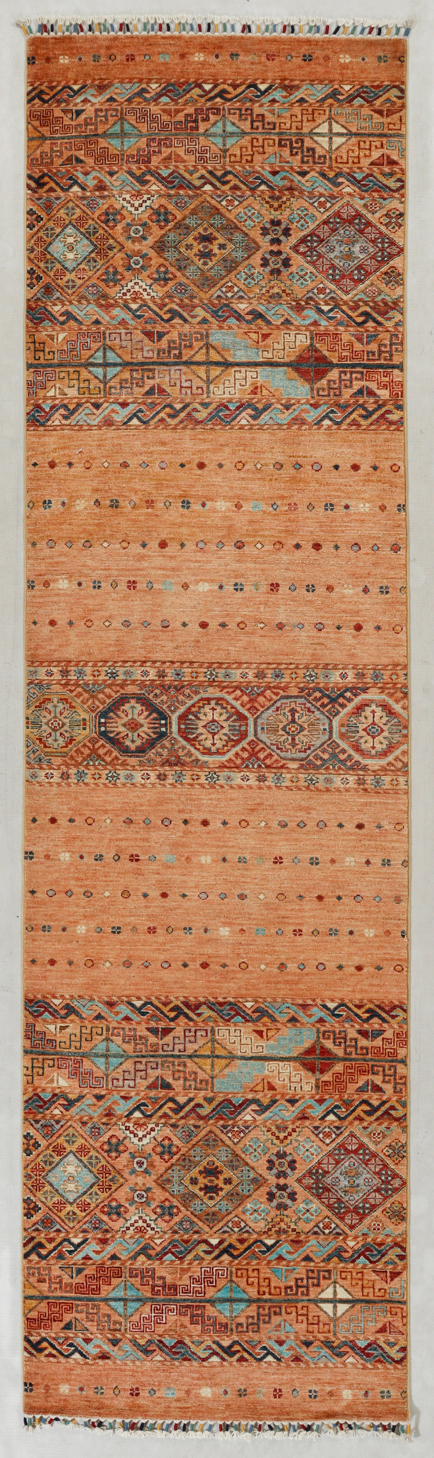 Khurjeen Persian Hand Knotted Wool Runner Golden 3' x 10'
