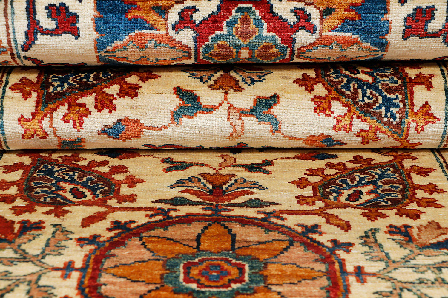Sultani Persian Hand Knotted Wool Runner Ivory 3' x 10'