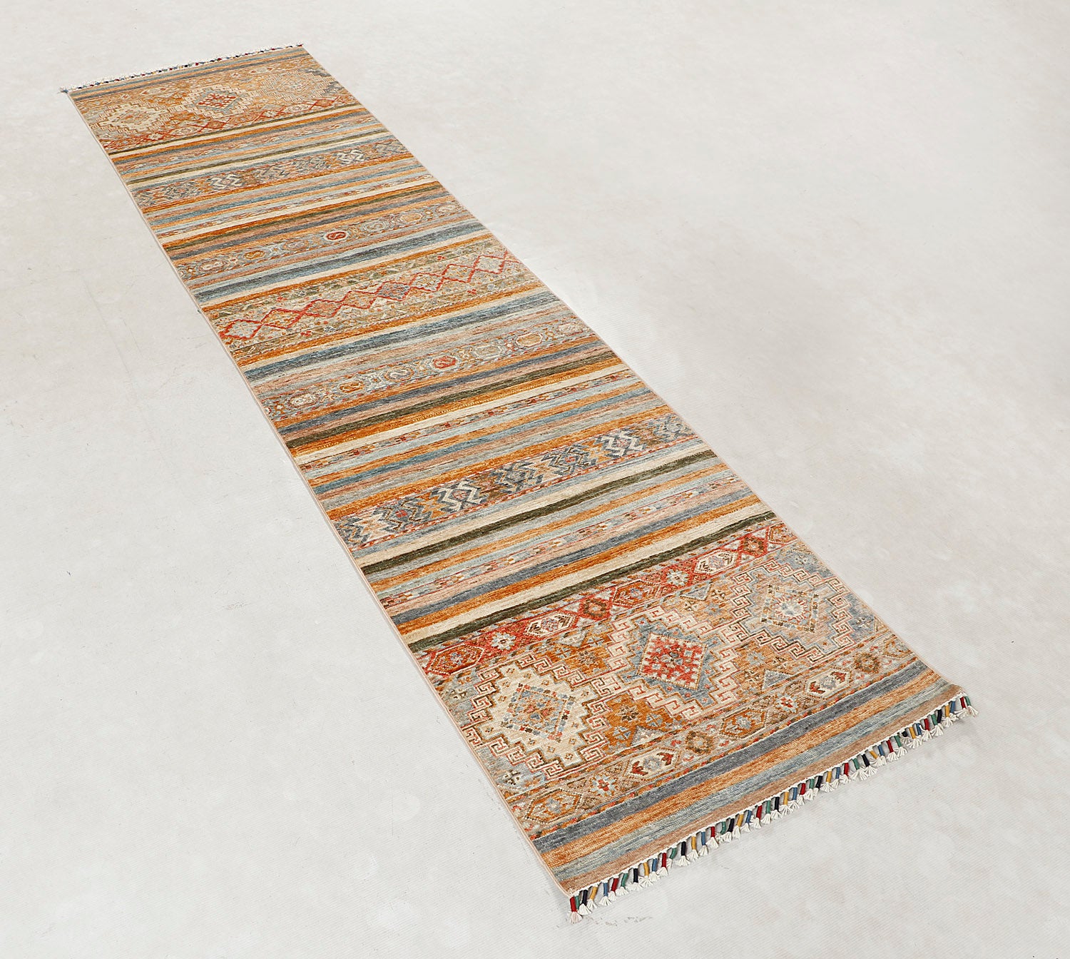 Khurjeen Persian Hand Knotted Wool Runner Multicolor 3' x 10'