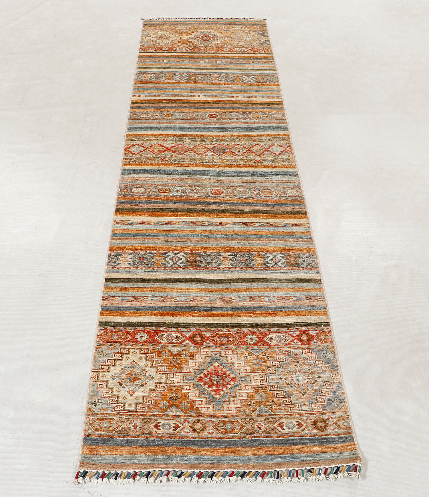 Khurjeen Persian Hand Knotted Wool Runner Multicolor 3' x 10'