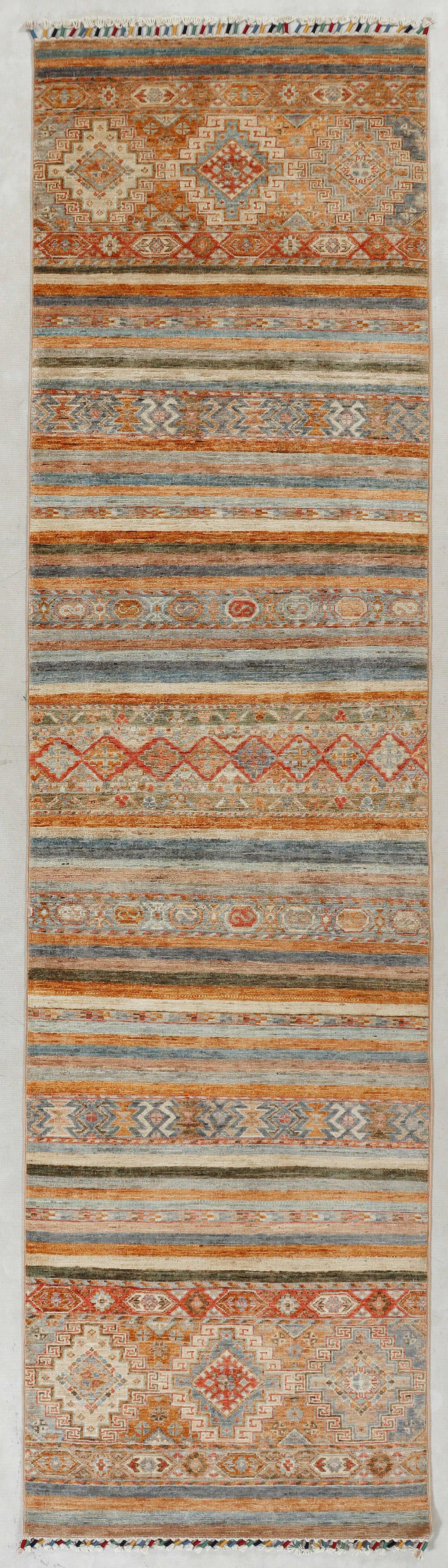 Khurjeen Persian Hand Knotted Wool Runner Multicolor 3' x 10'