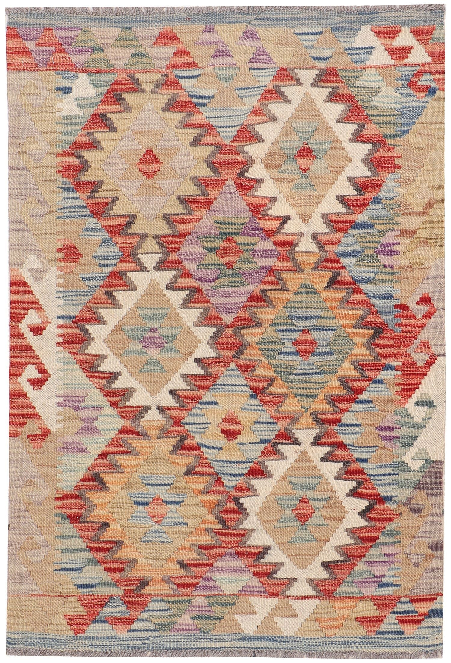 2' 6" x 4' Multi Handmade Veggie Dye Kilim Rug Rectangular