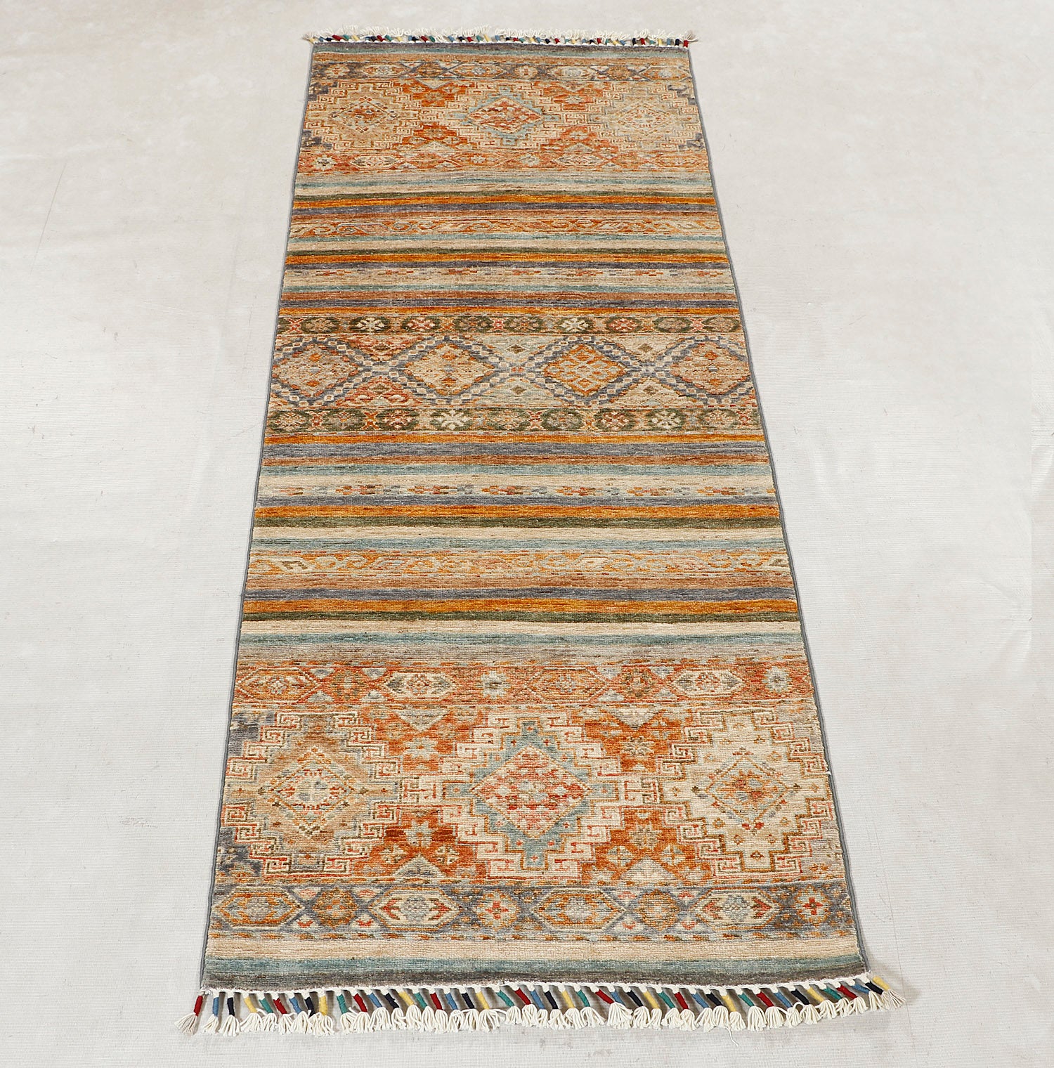 Khurjeen Persian Hand Knotted Wool Runner Multicolor