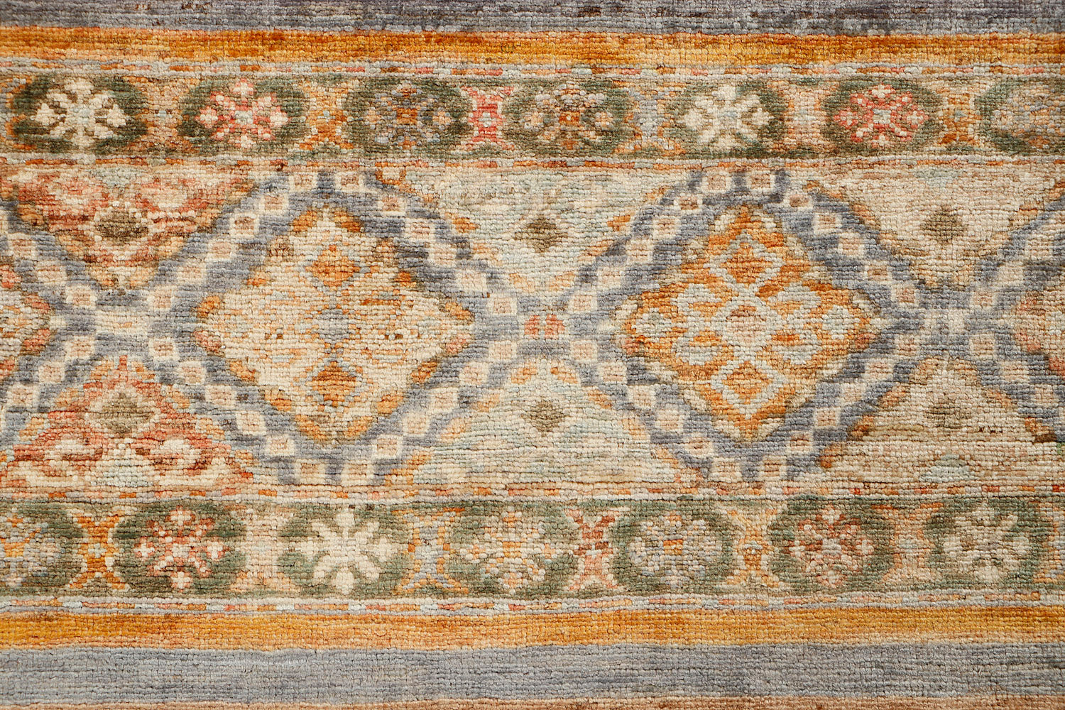 Khurjeen Persian Hand Knotted Wool Runner Multicolor