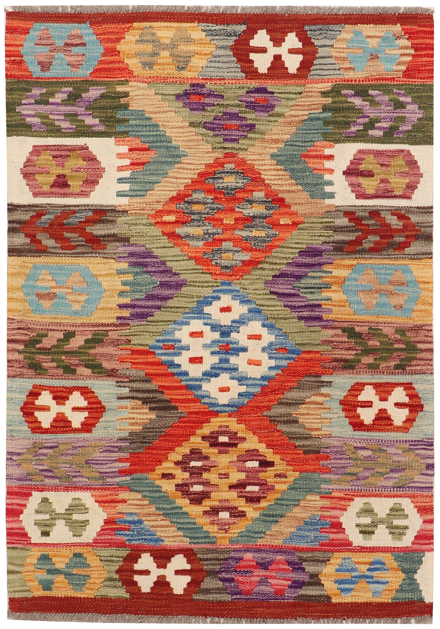 3' X 4' Multi Handmade Veggie Dye Kilim Rug Rectangular