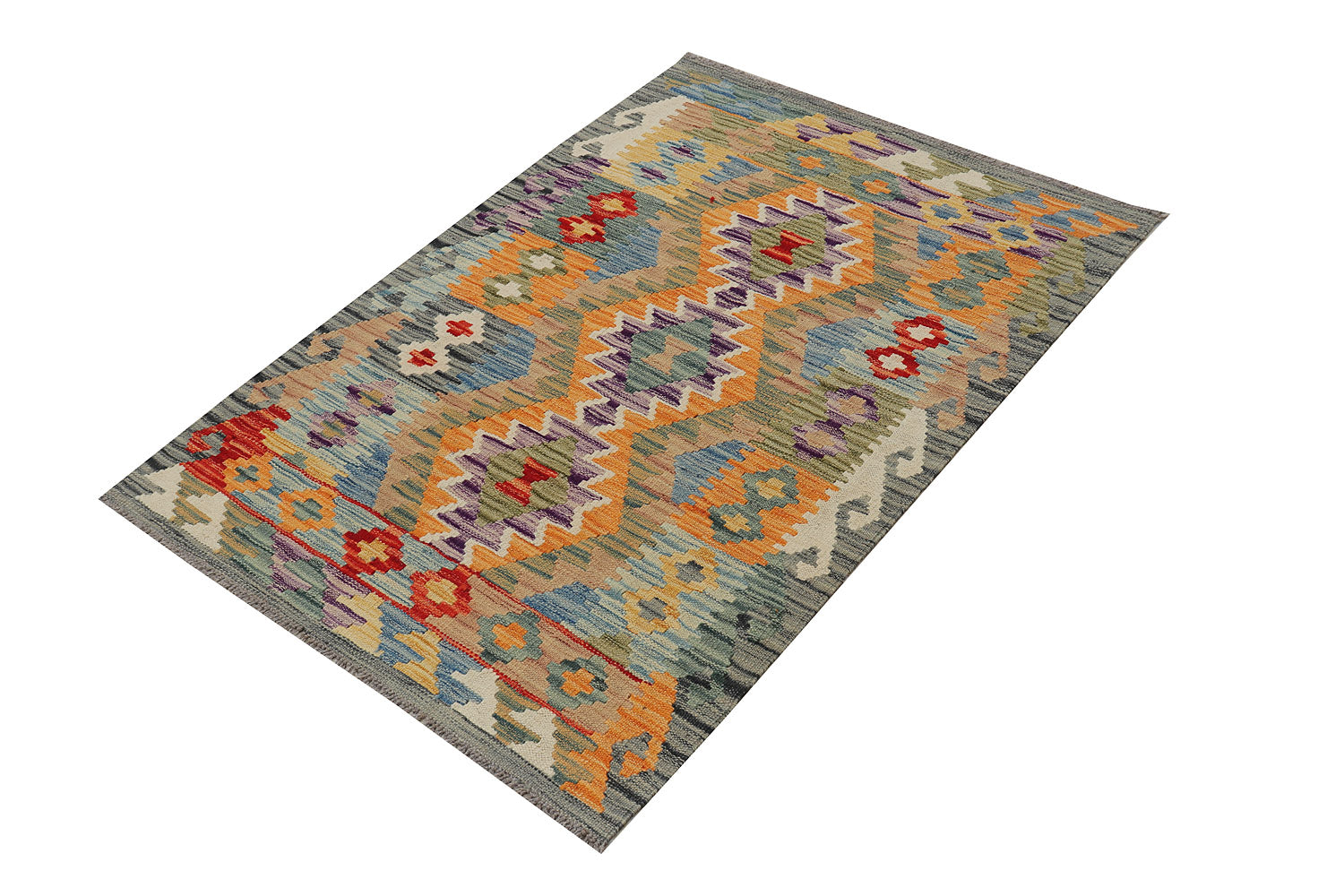 3' X 4' Multi Handmade Veggie Dye Kilim Rug Rectangular