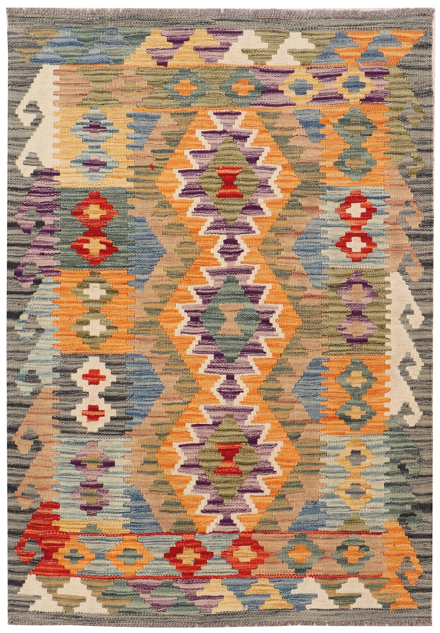 3' X 4' Multi Handmade Veggie Dye Kilim Rug Rectangular