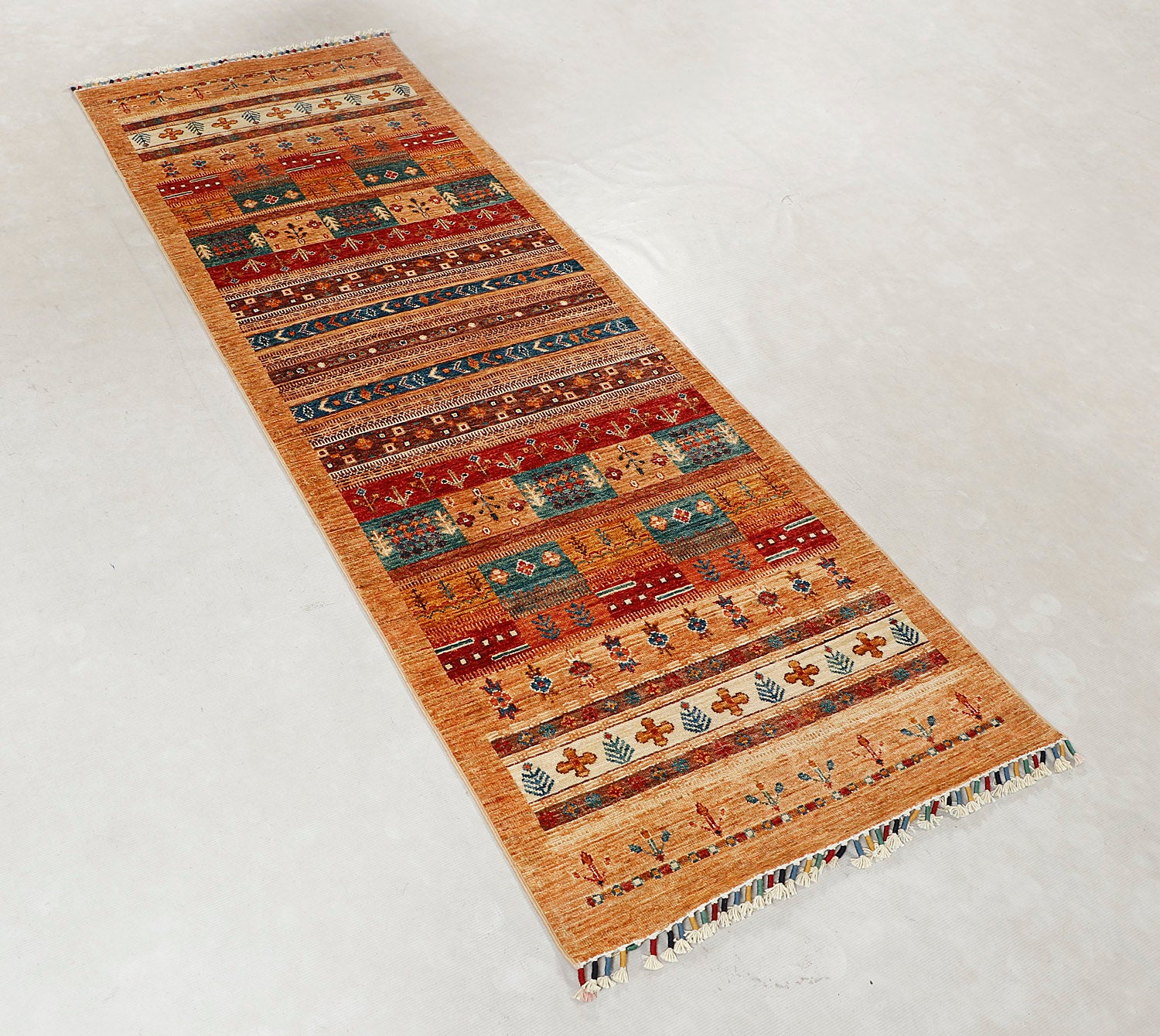 Loribaft Persian Hand Knotted Wool Runner Multicolor 2'6" x 7'6"