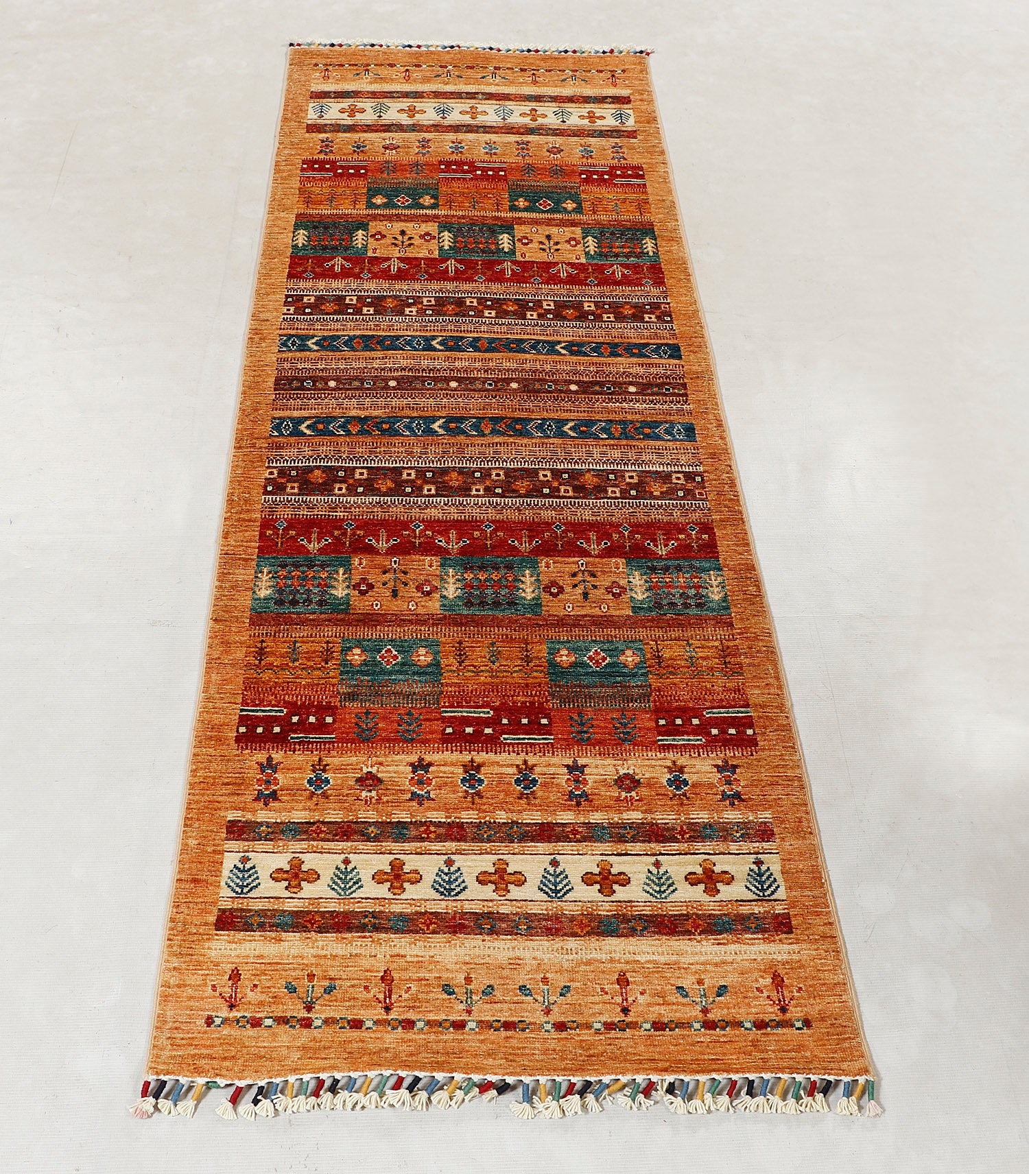 Loribaft Persian Hand Knotted Wool Runner Multicolor 2'6" x 7'6"