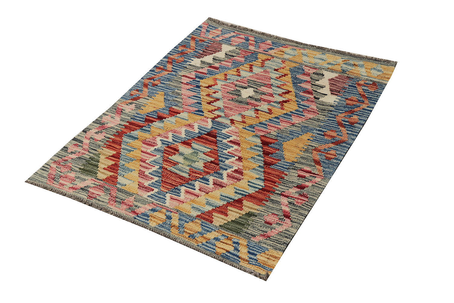 3' x 3' Multi Handmade Veggie Dye Kilim Rug Square