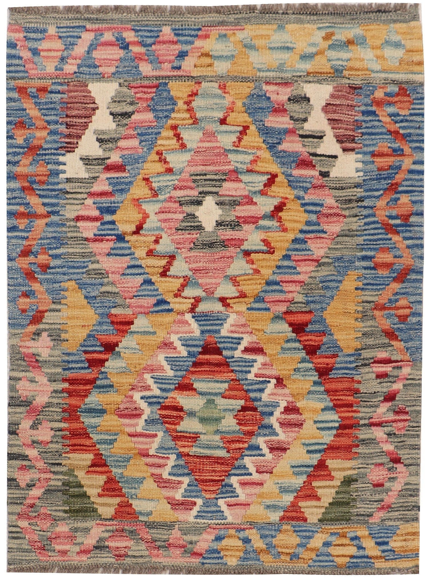 3' x 3' Multi Handmade Veggie Dye Kilim Rug Square