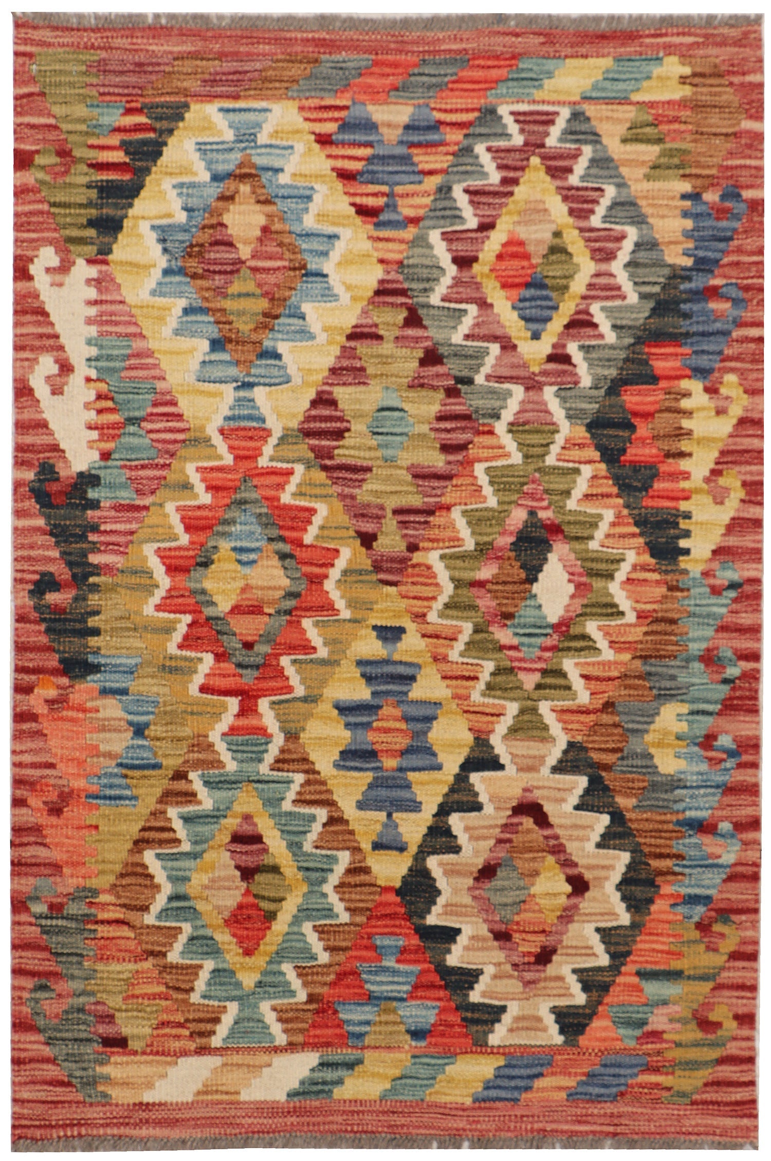 3' X 4' Multi Handmade Veggie Dye Kilim Rug Rectangular