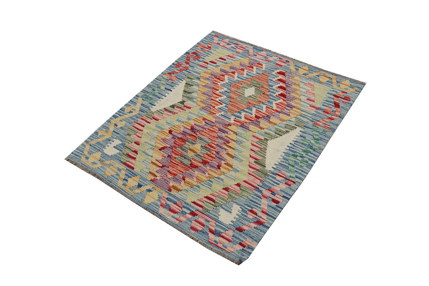 3' x 3' Multi Handmade Veggie Dye Kilim Rug Square
