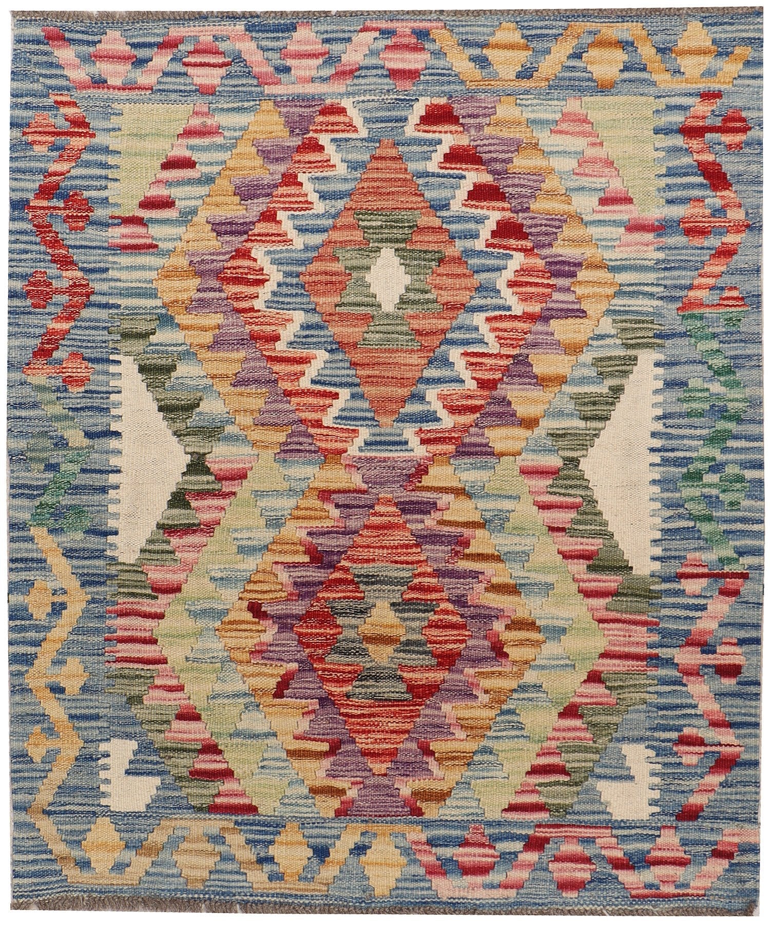 3' x 3' Multi Handmade Veggie Dye Kilim Rug Square